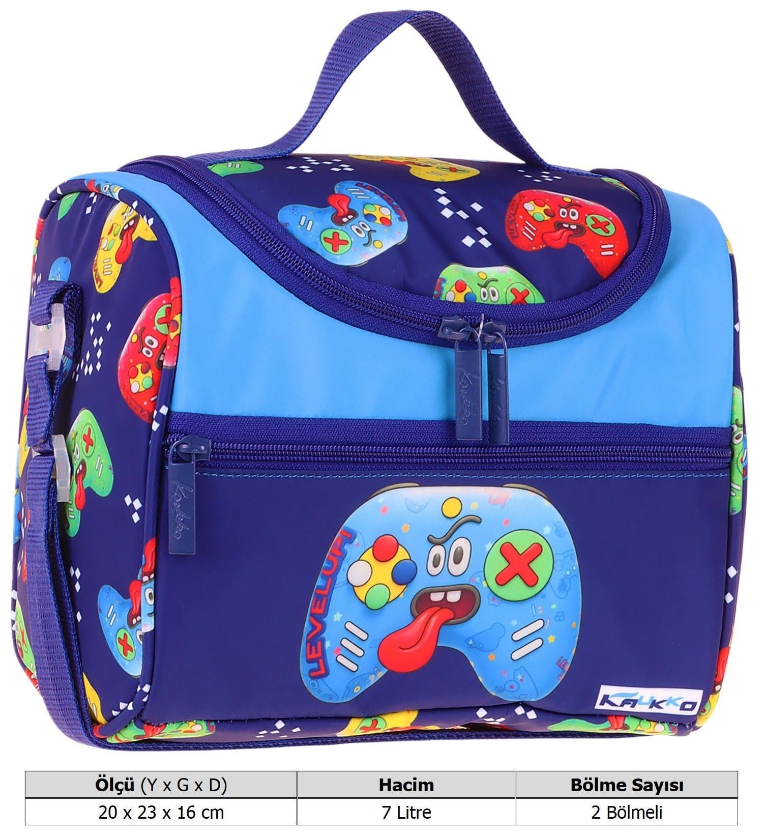Kaukko Kids Erkek Çocuk Good Game Baskılı Isı Yalıtımlı Okul Beslenme Çantası (Lacivert - Kırmızı) - L5390