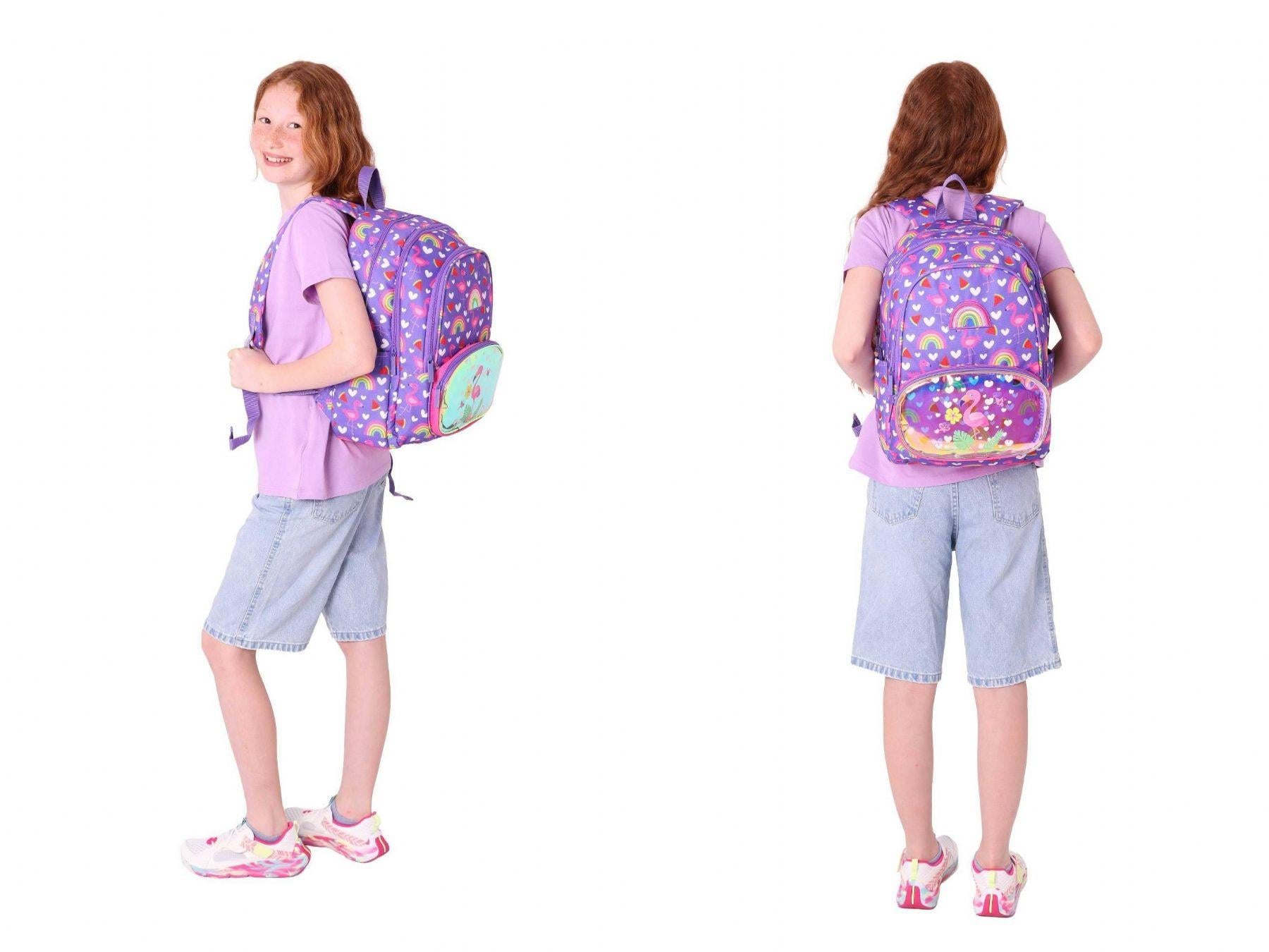 Kaukko Kids Flamingo Nakışlı ve Baskılı Okul Çantası (L5226) ve Thermo Beslenme Çantası (L7226) Seti - Kız Çocuk