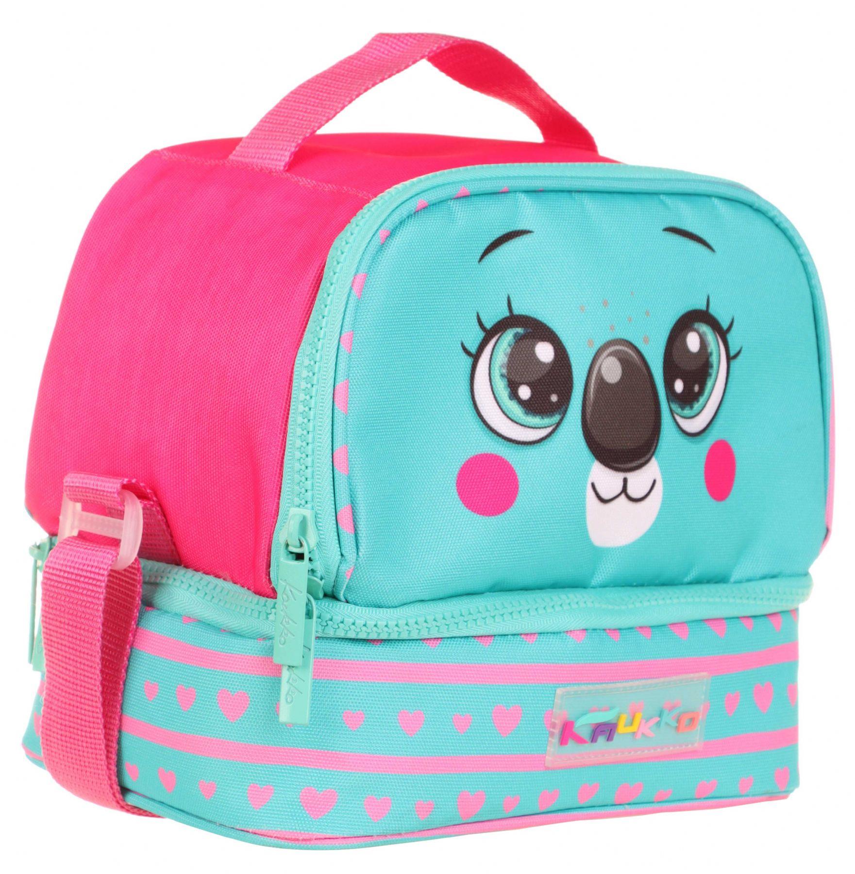 Kaukko Kids İki Gözlü Isı Yalıtımlı Kız Çocuk Sevimli Koala Yeşil Beslenme Çantası