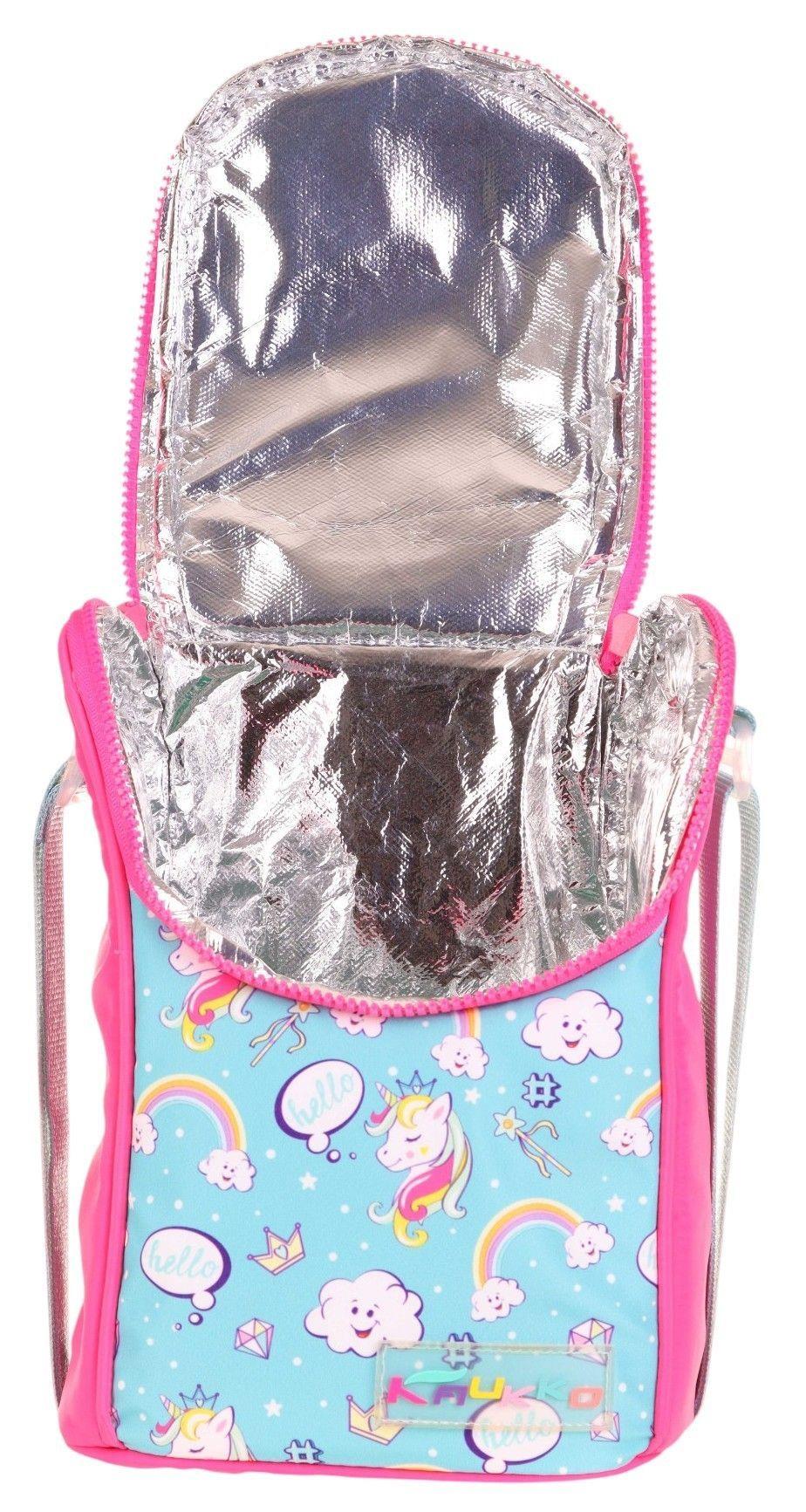 Kaukko Kids Isı Yalıtımlı Kız Çocuk Turkuaz Pembe Unicorn Büyük Beslenme Çantası