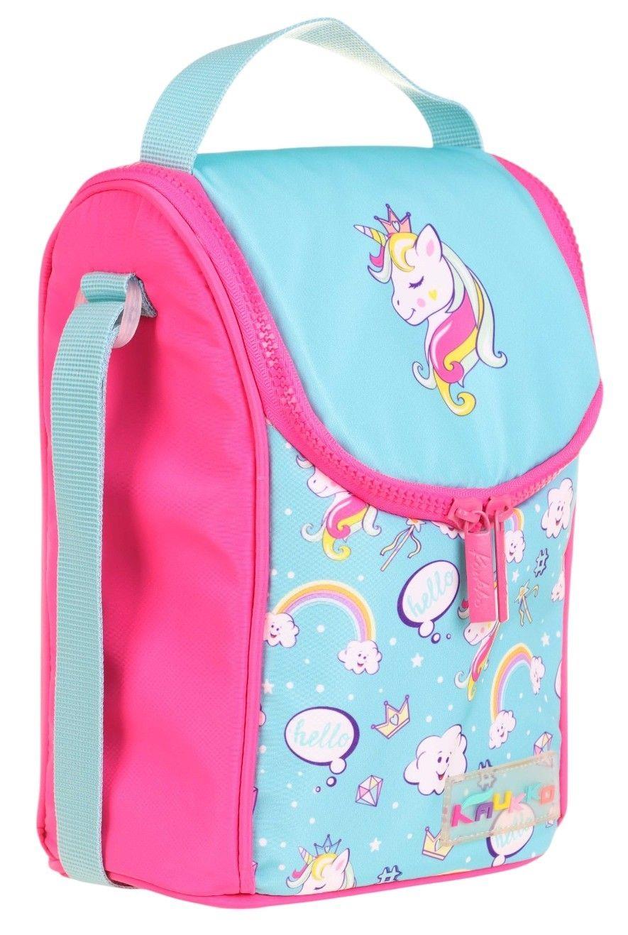 Kaukko Kids Isı Yalıtımlı Kız Çocuk Turkuaz Pembe Unicorn Büyük Beslenme Çantası