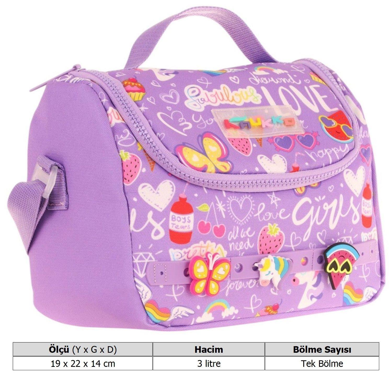 Kaukko Kids Isı Yalıtımlı, Silikon Aksesuarlı Beslenme Çantası - Mor - Kız Çocuk - L7245