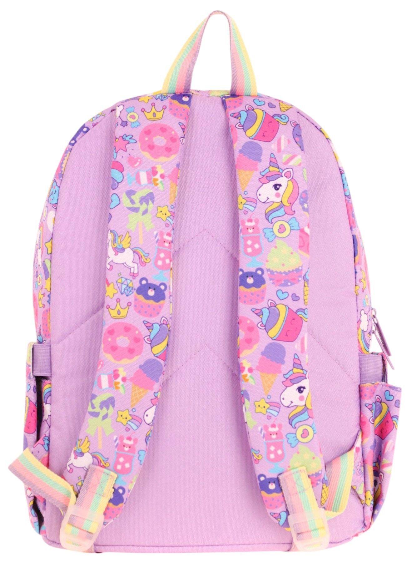 Kaukko Kids Kız Çocuk (Lila - Pullu Sweet Desenli) Dört Gözlü Okul Sırt Çantası - L5215