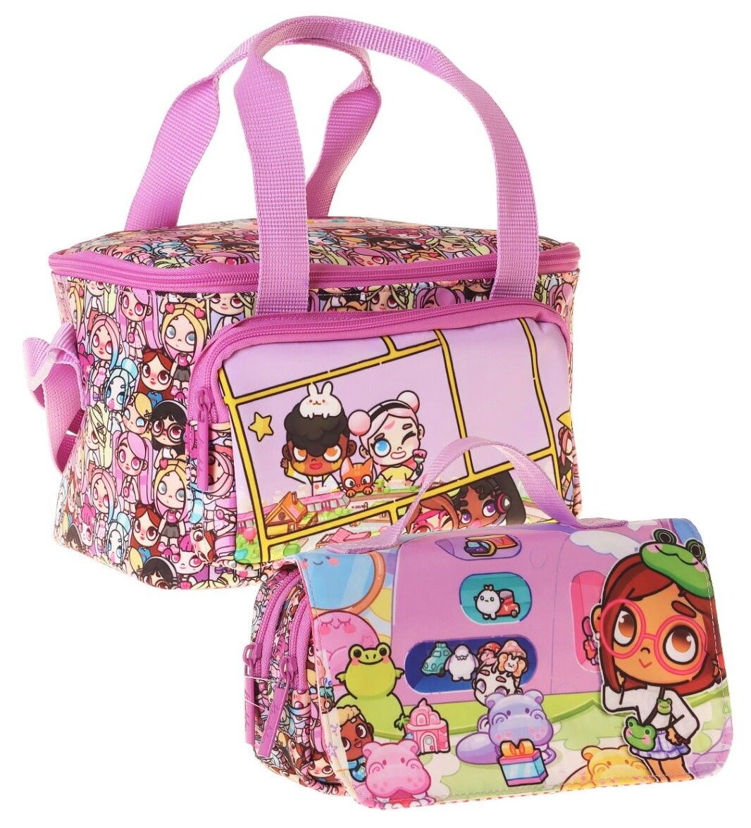 Kaukko Kids Kız Çocuk Nagy Baskılı Pembe Thermo Beslenme Çantası ve Kalemlik Seti - SETKK-L5334