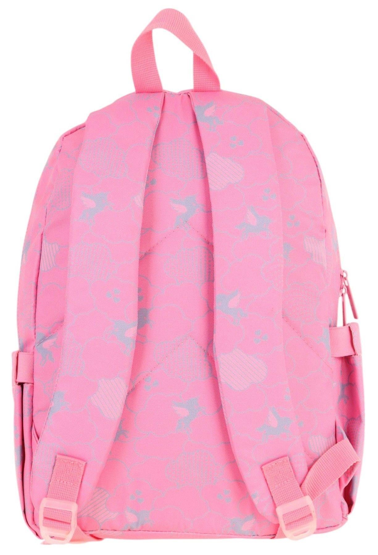 Kaukko Kids Kız Çocuk (Pembe - Pullu Bulut Desenli) Dört Gözlü Okul Sırt Çantası - L5218