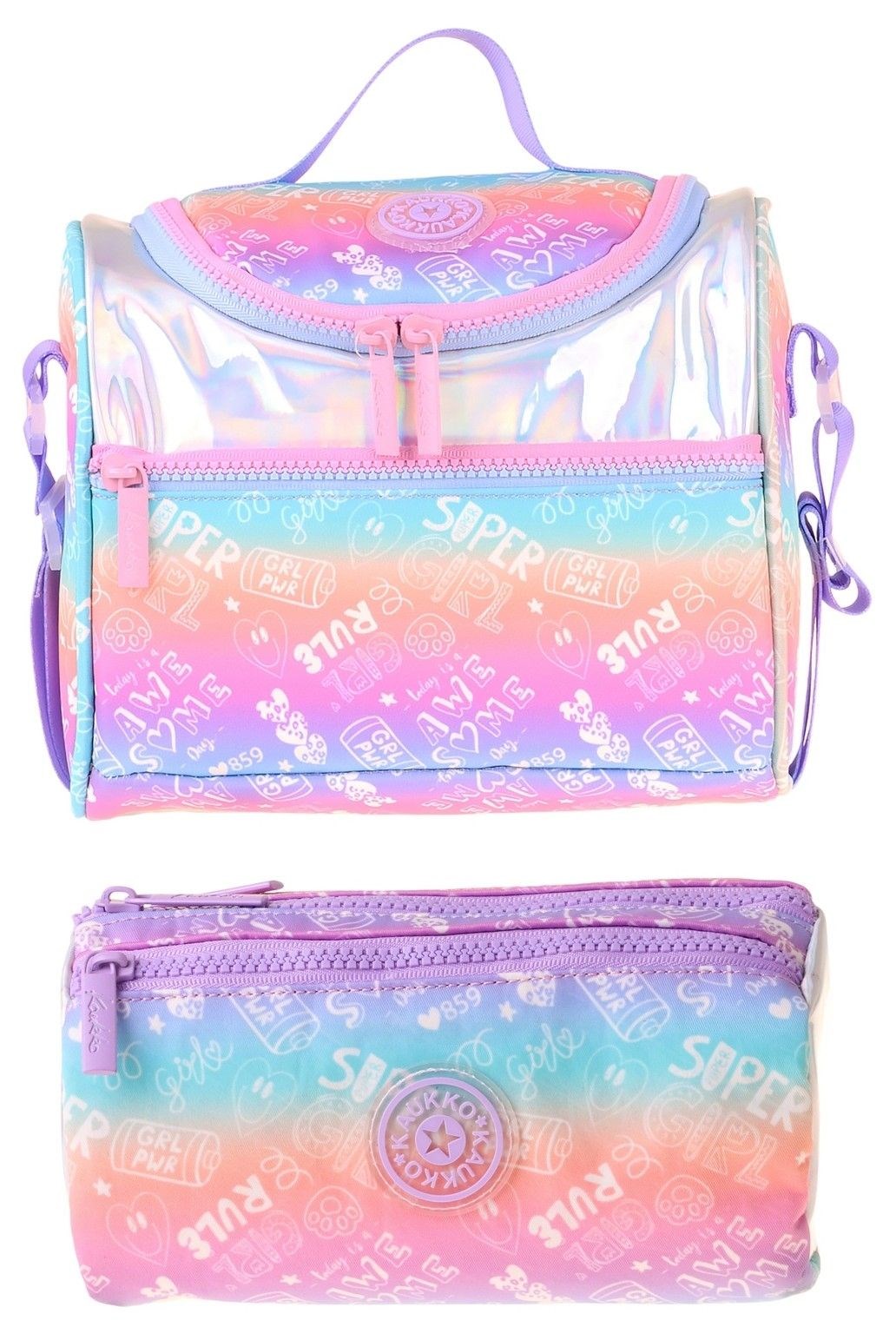 Kaukko Kids Kız Çocuk Renk Geçişli Lila Thermo Beslenme Çantası ve Kalemlik Seti - SETKK-L5349