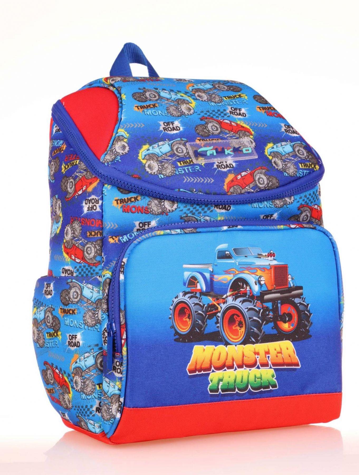 Kaukko Kids Mavi Kırmızı Kamyon Erkek Çocuk Okul Sırt Çantası - Benzersiz Tasarım