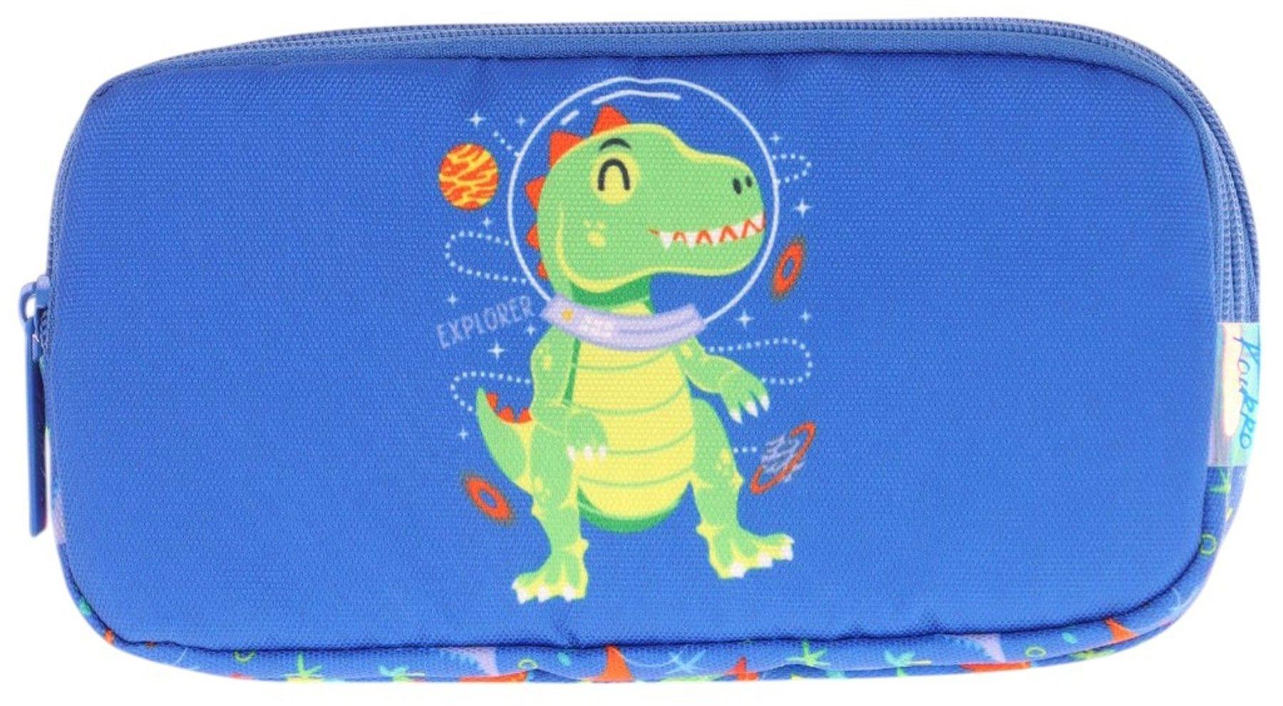 Kaukko Kids Mavi Yeşil, Dinazor, Erkek Çocuk Üç Bölmeli Okul Kalem Çantası - L8262