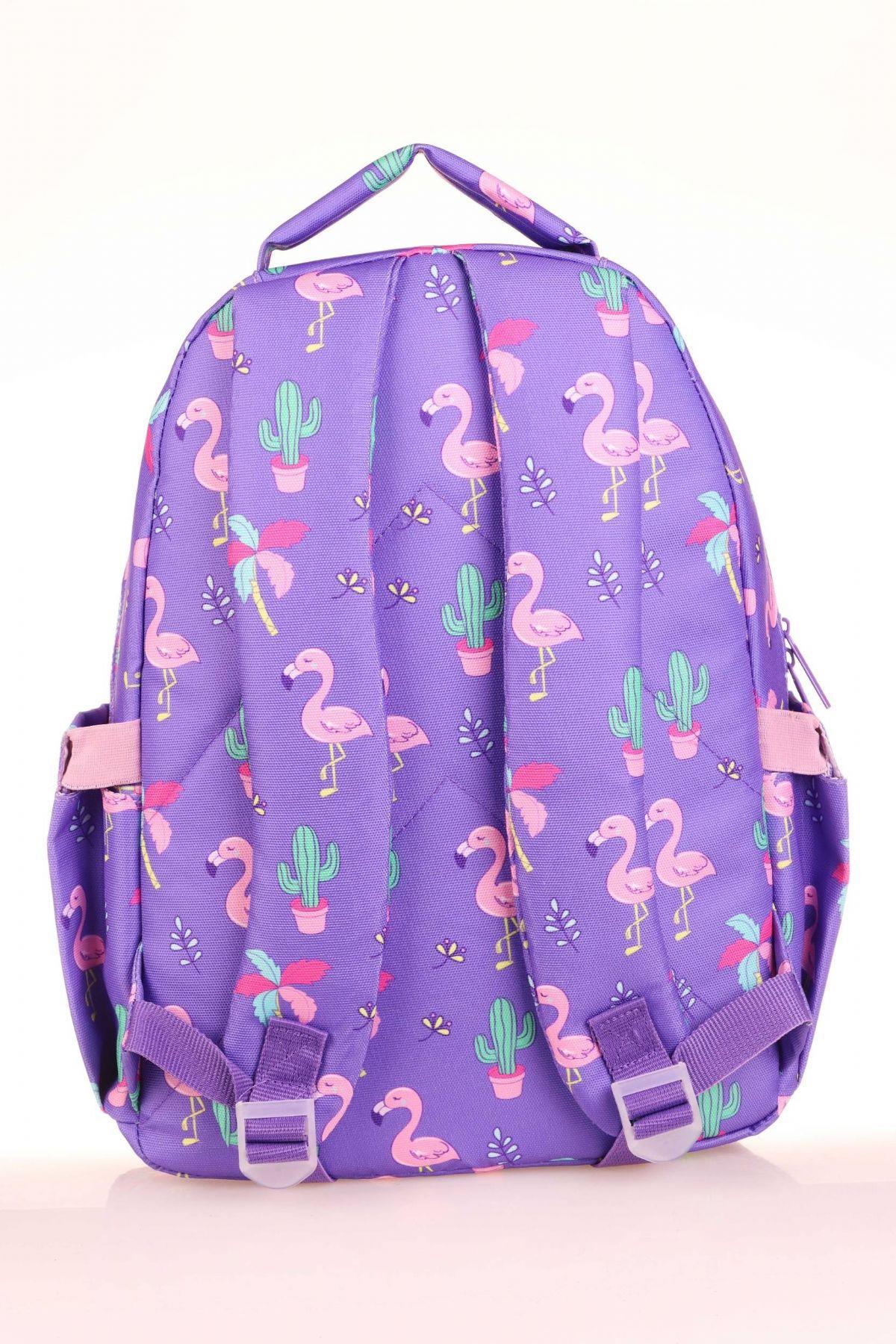 Kaukko Kids Mor Pembe Flamingo Kız Çocuk Okul Sırt Çantası