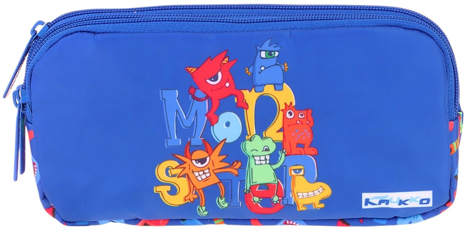 Kaukko Kids Moster Baskılı Mavi Erkek Çocuk Okul Kalemliği Kalem Çantası - L5406