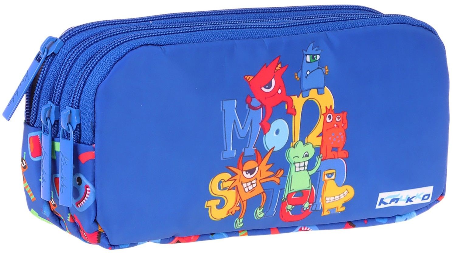 Kaukko Kids Moster Baskılı Mavi Erkek Çocuk Okul Kalemliği Kalem Çantası - L5406