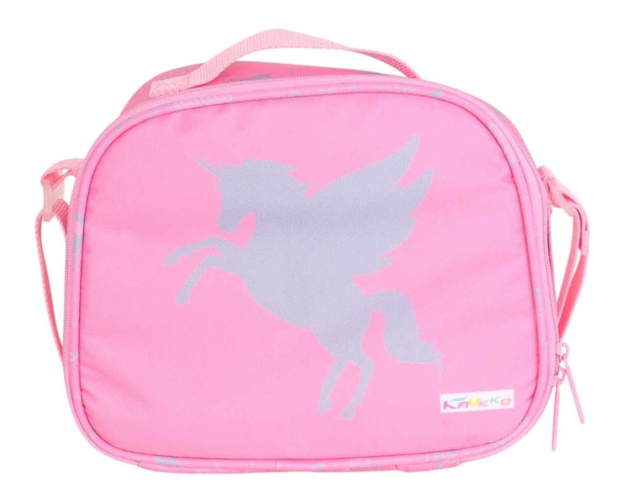 Kaukko Kids Pembe Pegasus Desenli Kız Çocuk Isı Yalıtımlı Okul Beslenme Çantası