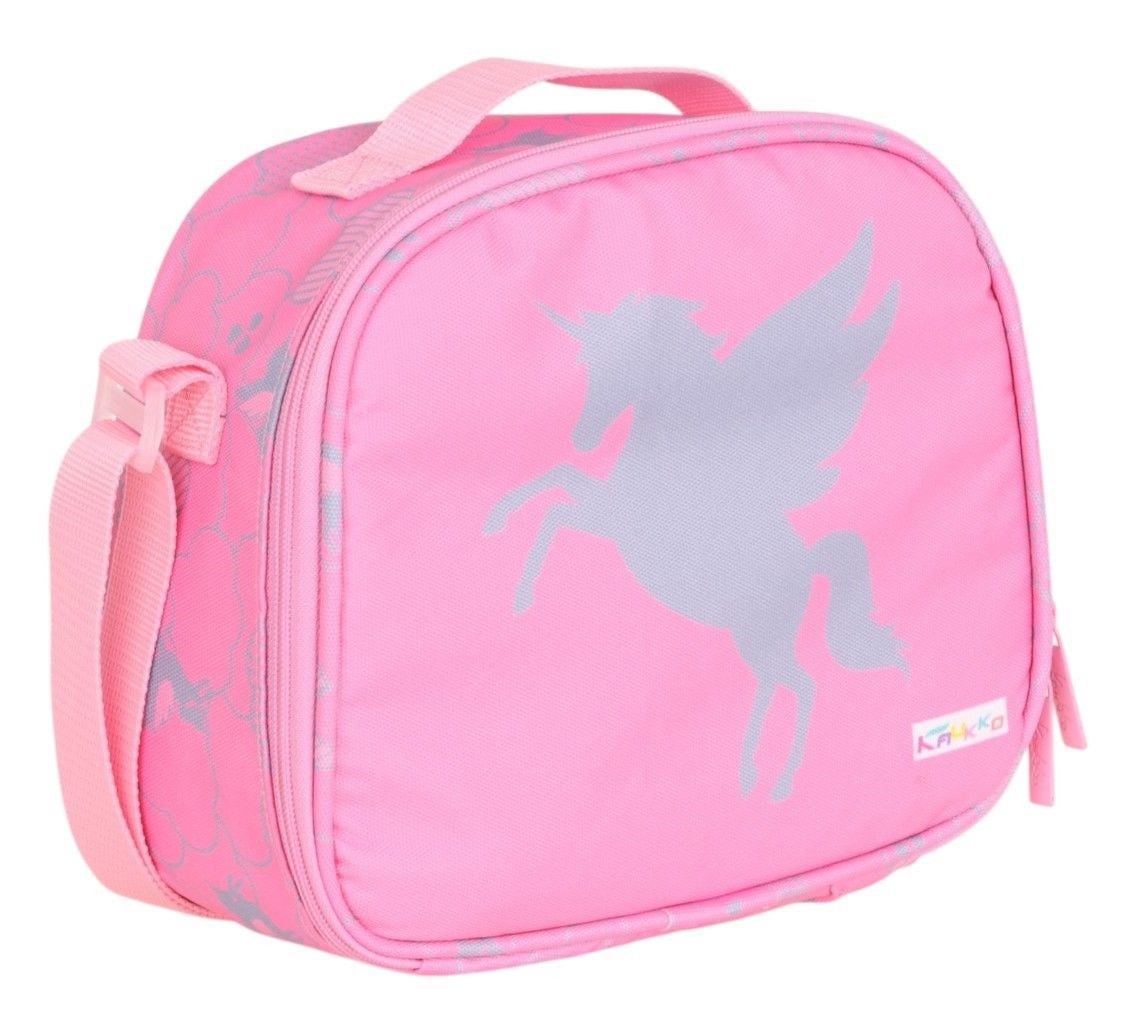 Kaukko Kids Pembe Pegasus Desenli Kız Çocuk Isı Yalıtımlı Okul Beslenme Çantası