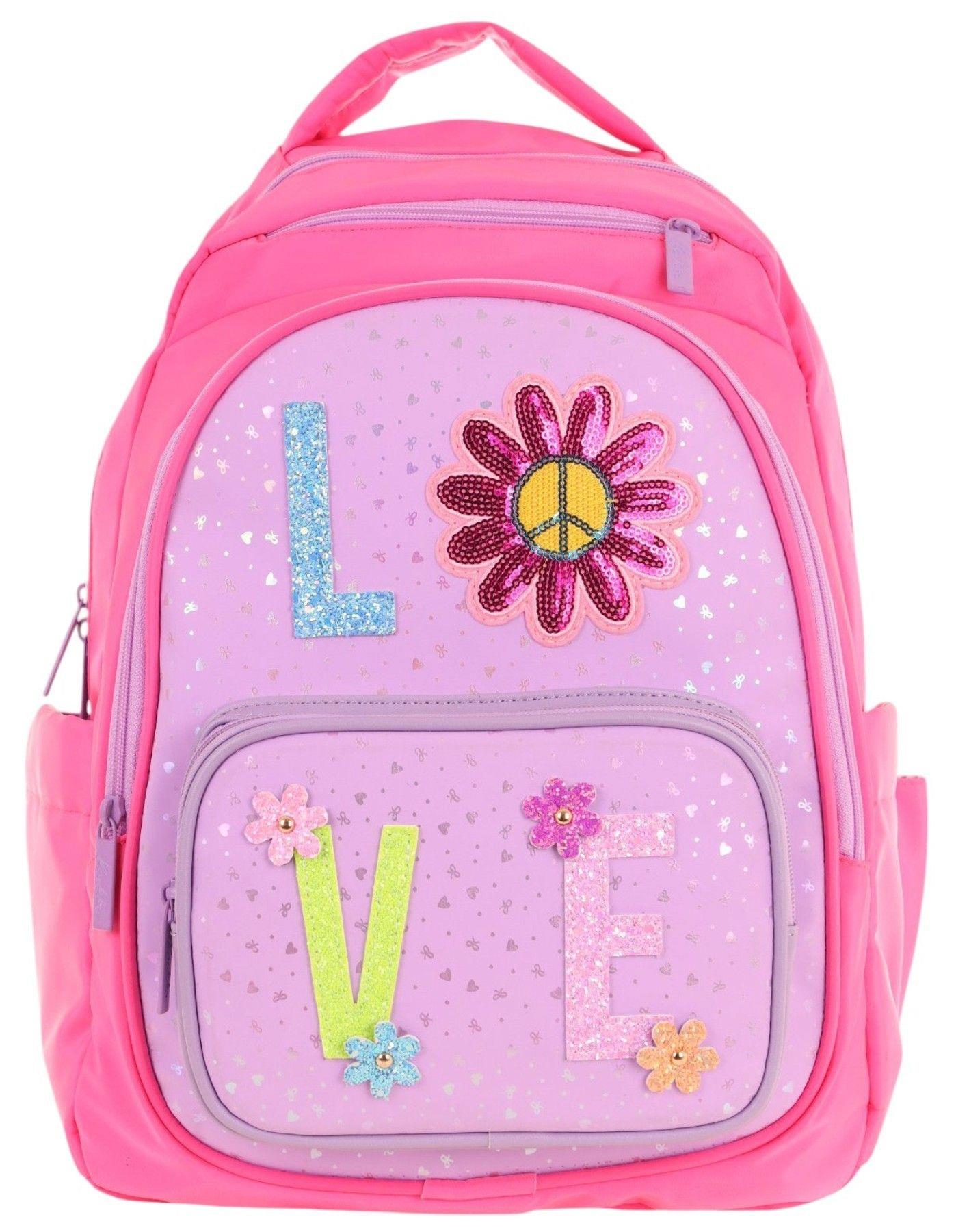Kaukko Kids Simli Love Desenli Kız Çocuk Dört Bölmeli Okul Çantası - L5211