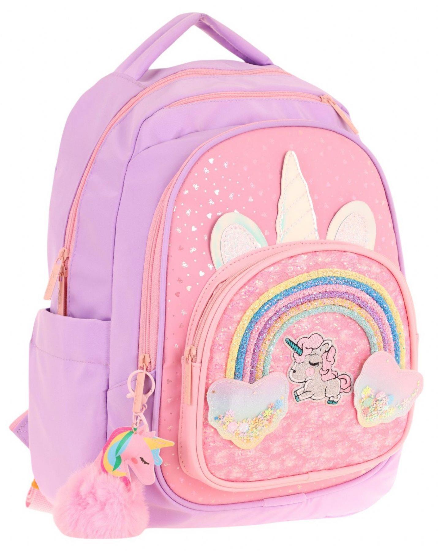 Kaukko Kids Simli Unicorn Desenli Kız Çocuk Dört Bölmeli Okul Çantası - L5212