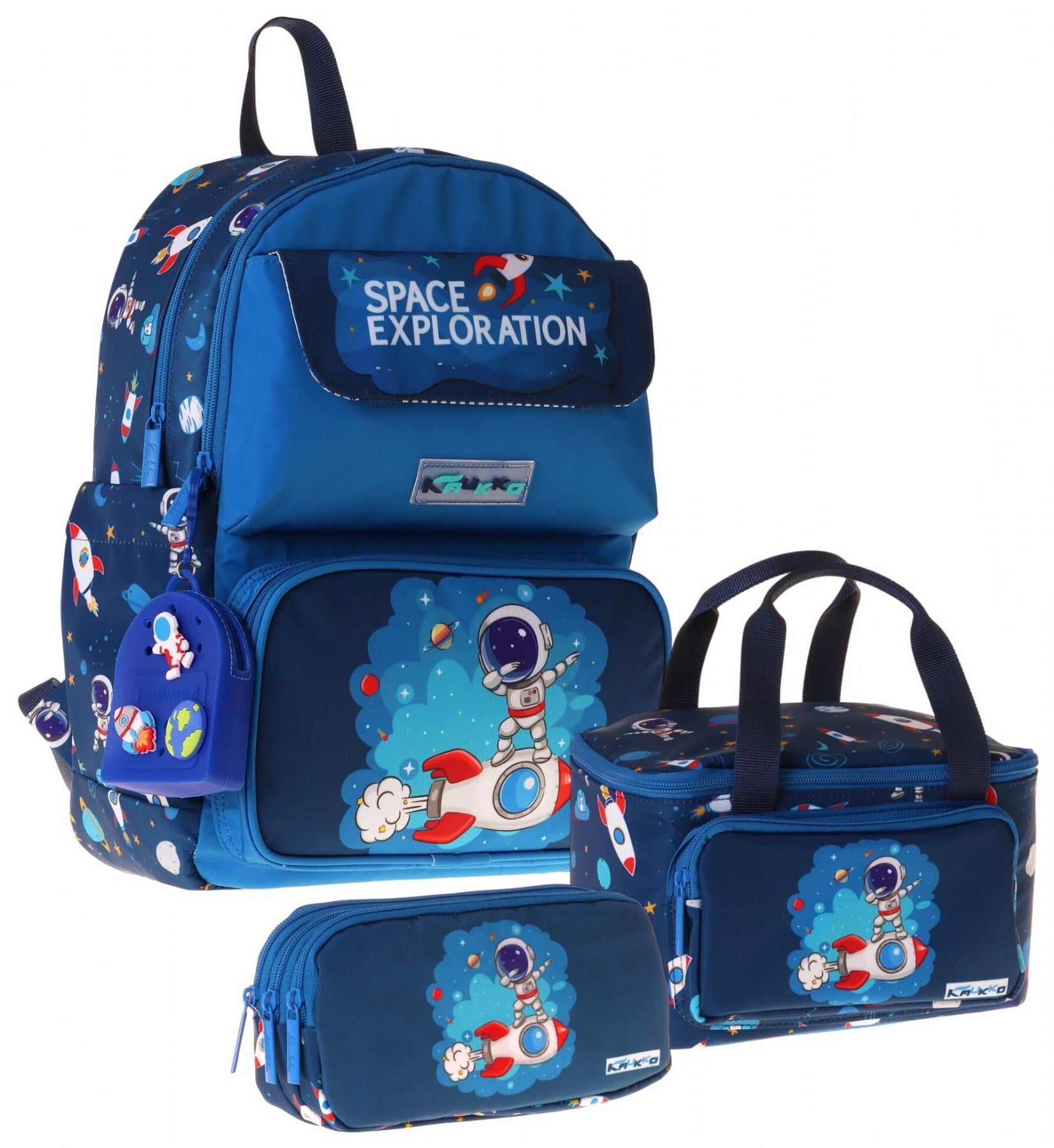 Kaukko Kids Space(Lacivert Renk) Erkek Çocuk Üçlü İlkokul Okul Çantası Seti/Takımı - SETKK-L5364A