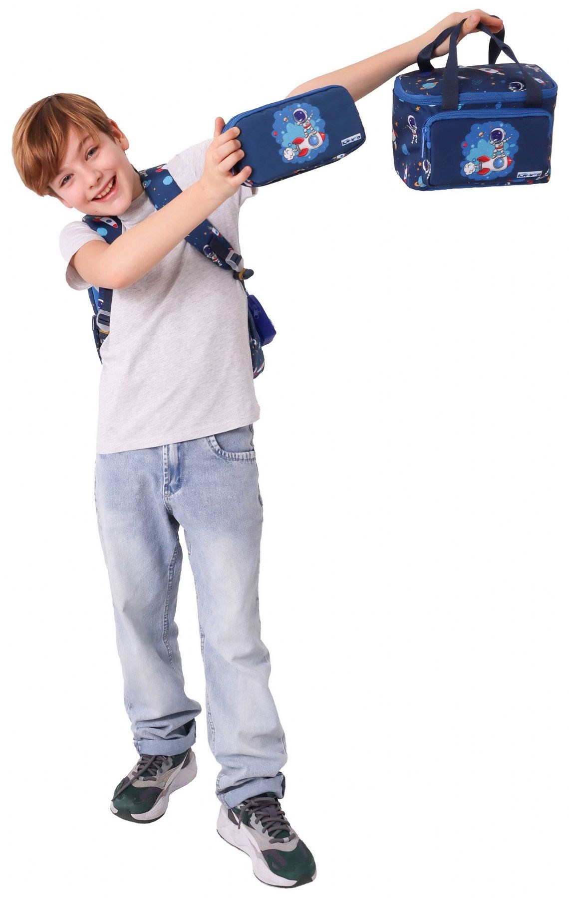 Kaukko Kids Space(Lacivert Renk) Erkek Çocuk Üçlü İlkokul Okul Çantası Seti/Takımı - SETKK-L5364A