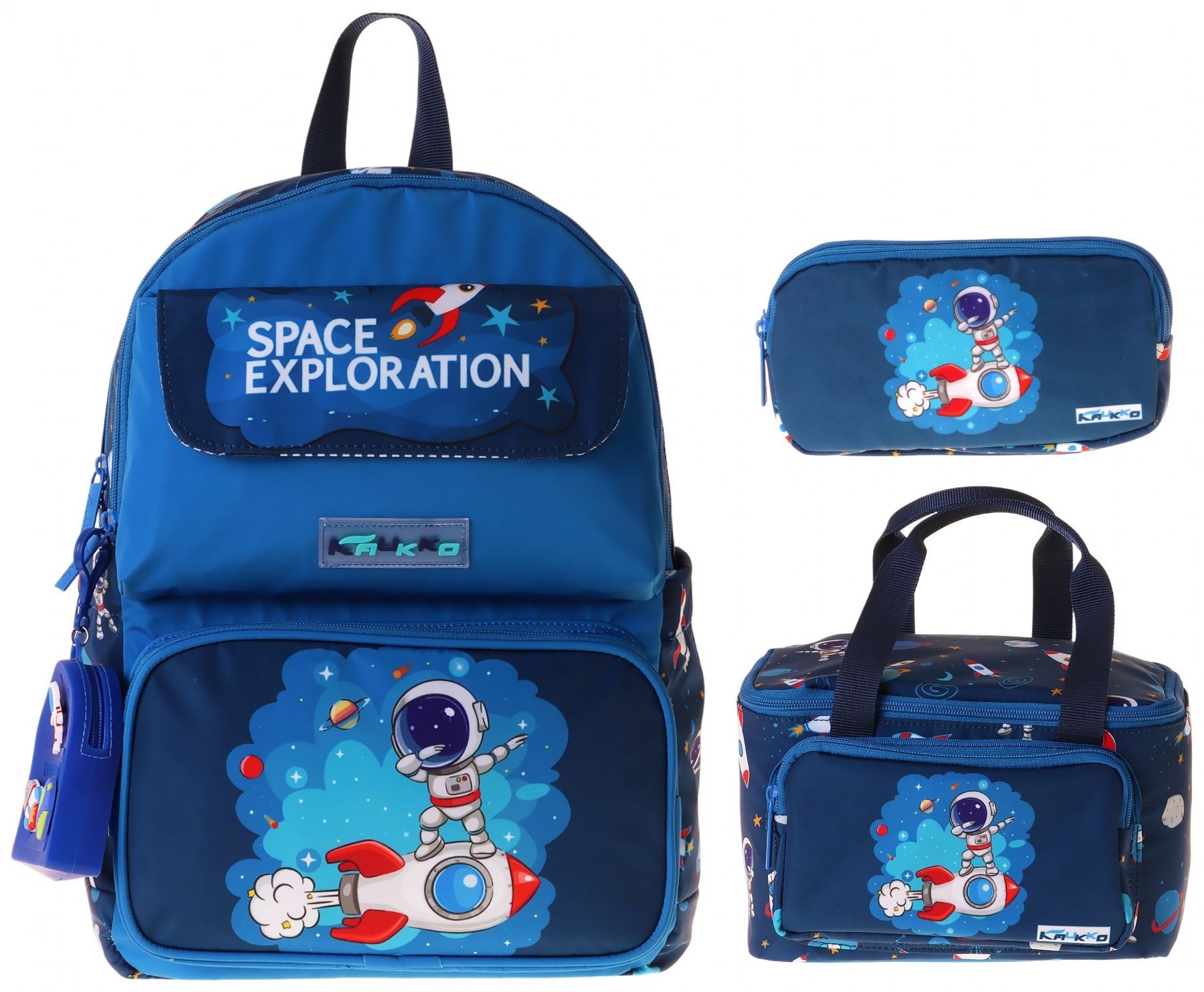 Kaukko Kids Space(Lacivert Renk) Erkek Çocuk Üçlü İlkokul Okul Çantası Seti/Takımı - SETKK-L5364A