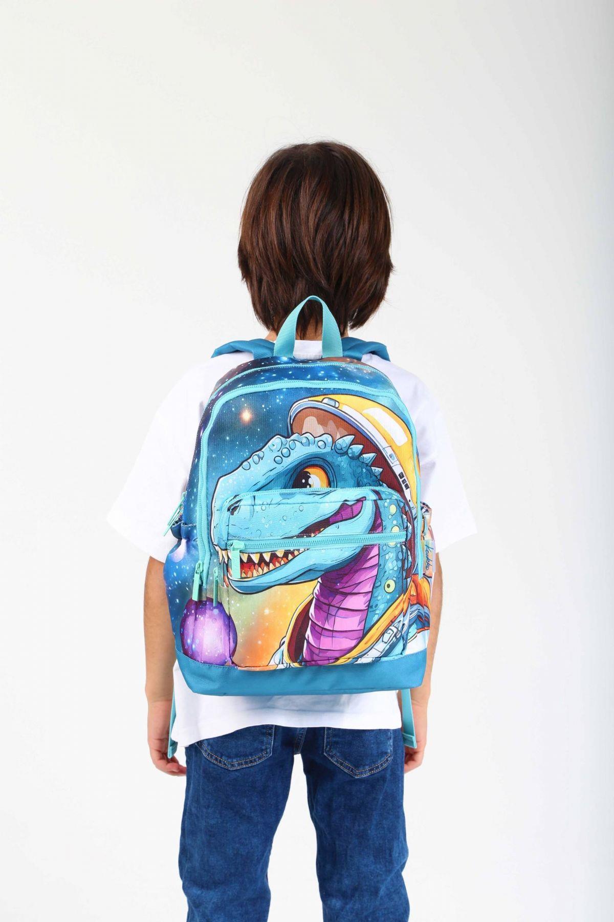 Kaukko Kids Turkuaz Dinazor Erkek Çocuk Okul Sırt Çantası