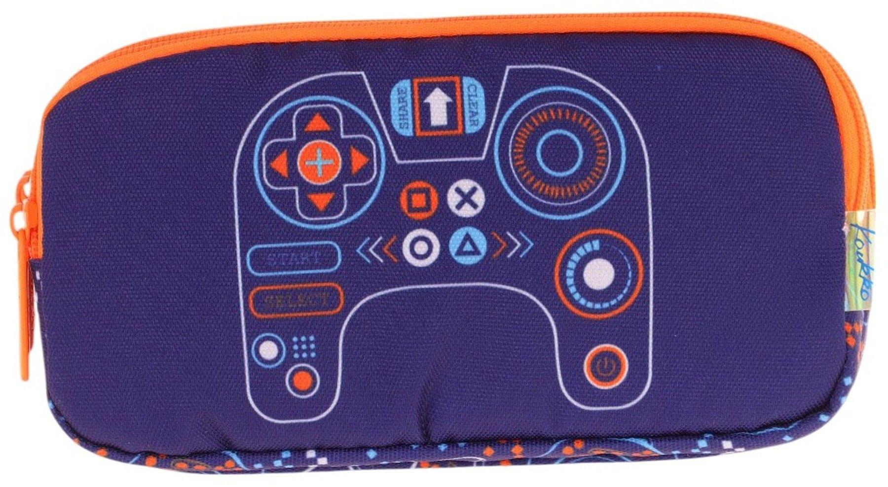 Kaukko Kids Turuncu Lacivert, Oyun, Erkek Çocuk Üç Bölmeli Kalemlik/Kalem Çantası - L8281