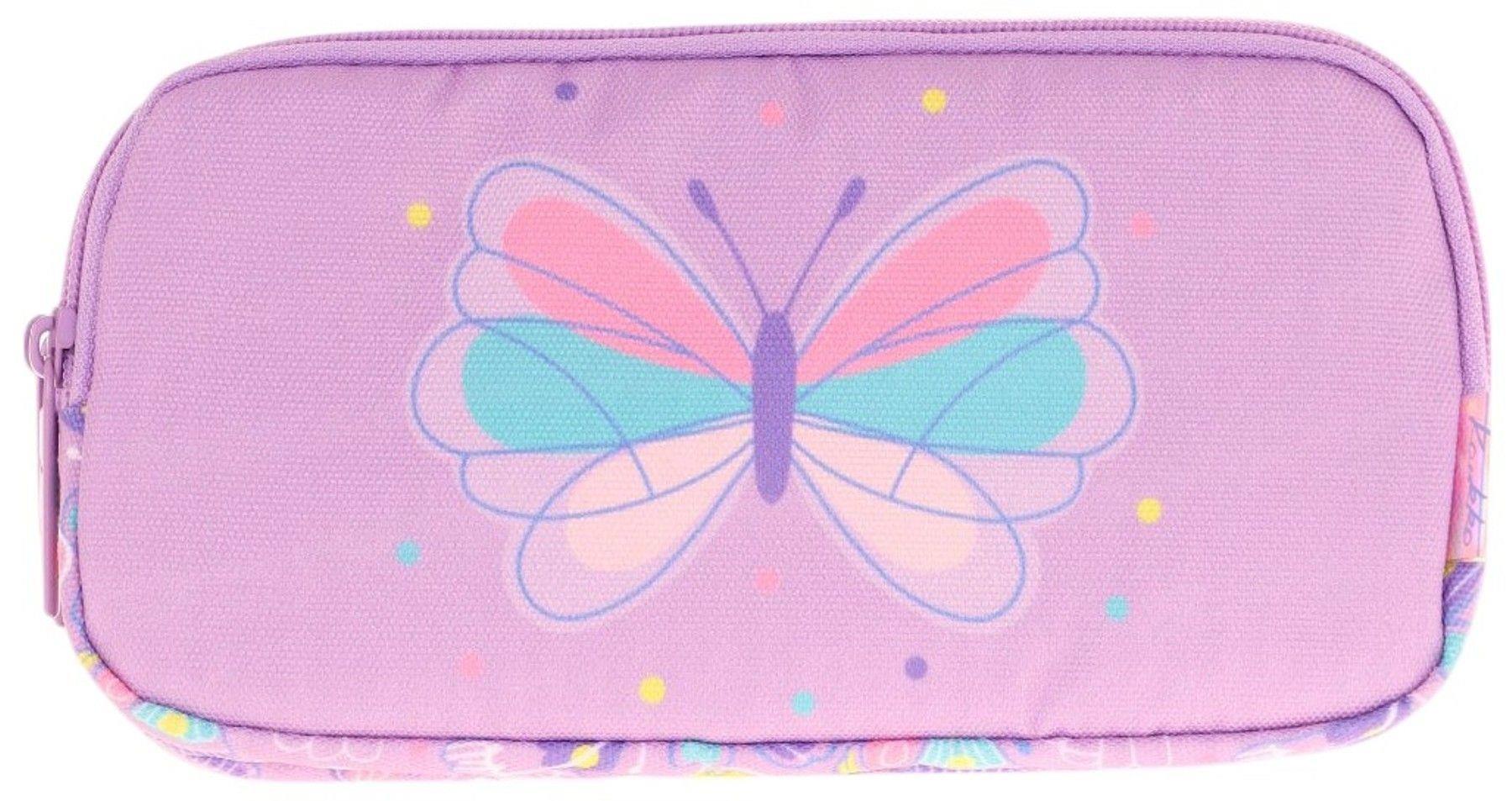 Kaukko Kids Üç Bölmeli Lila, Kelebek, Kız Çocuk Okul Kalemliği - L8222