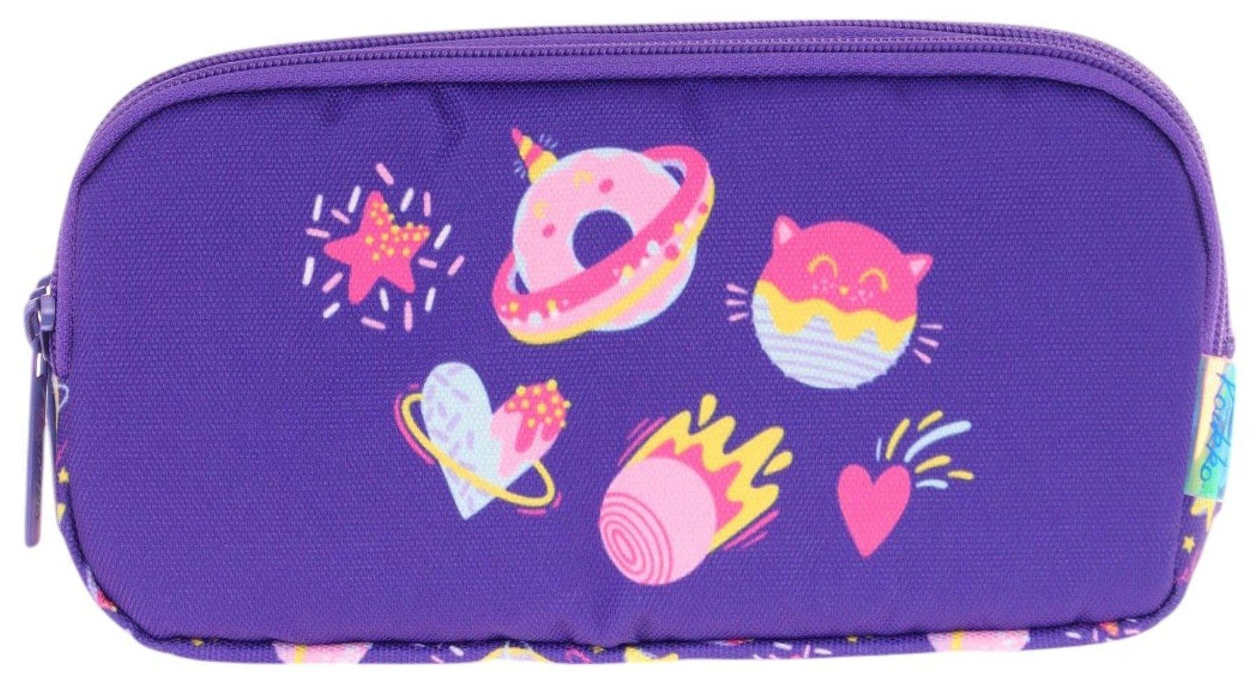 Kaukko Kids Üç Bölmeli Mor, Şekerlemeler, Kız Çocuk Okul Kalem Çantası - L8216