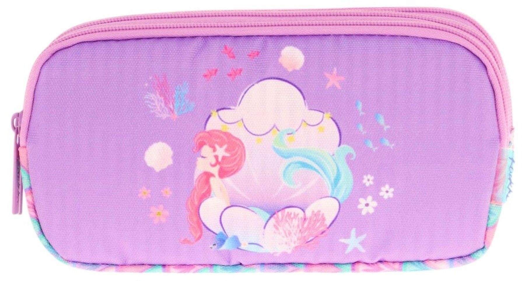 Kaukko Kids Üç Bölmeli Pembe Lila, Denizkızı, Kız Çocuk Okul Kalemliği - L8225
