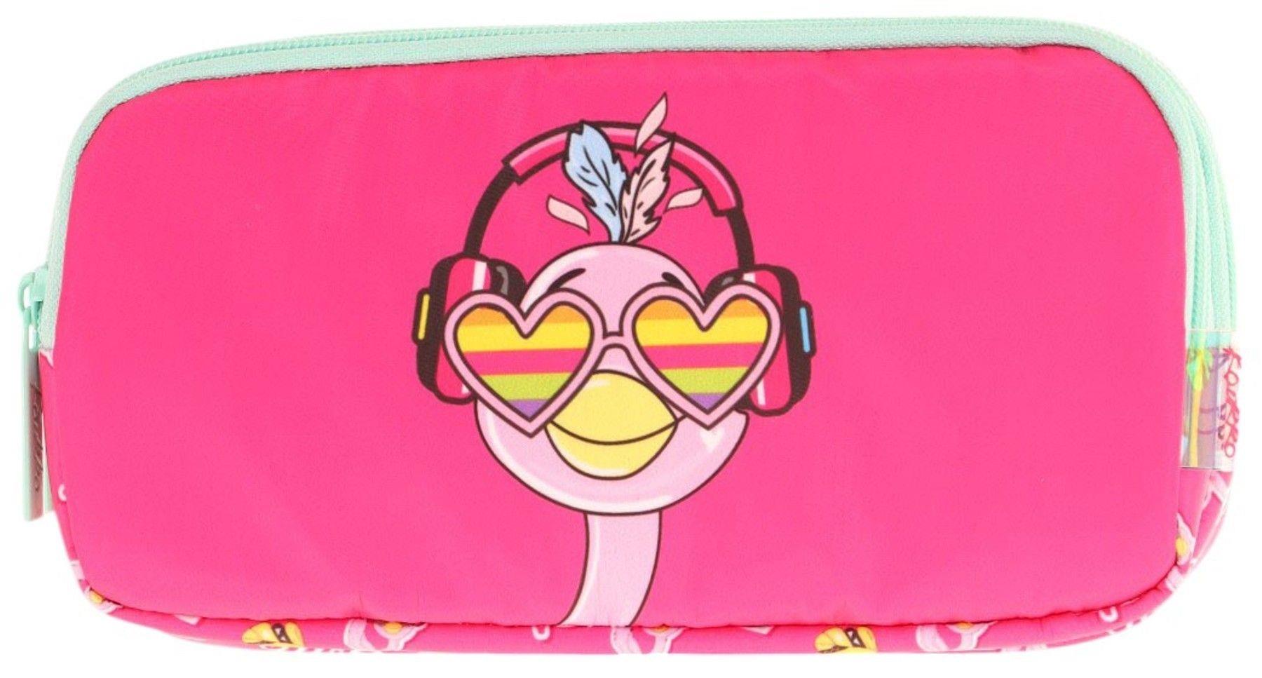 Kaukko Kids Üç Bölmeli Pembe Yeşil, Unicorn Baskılı, Kız Çocuk Okul Kalemliği - L8235