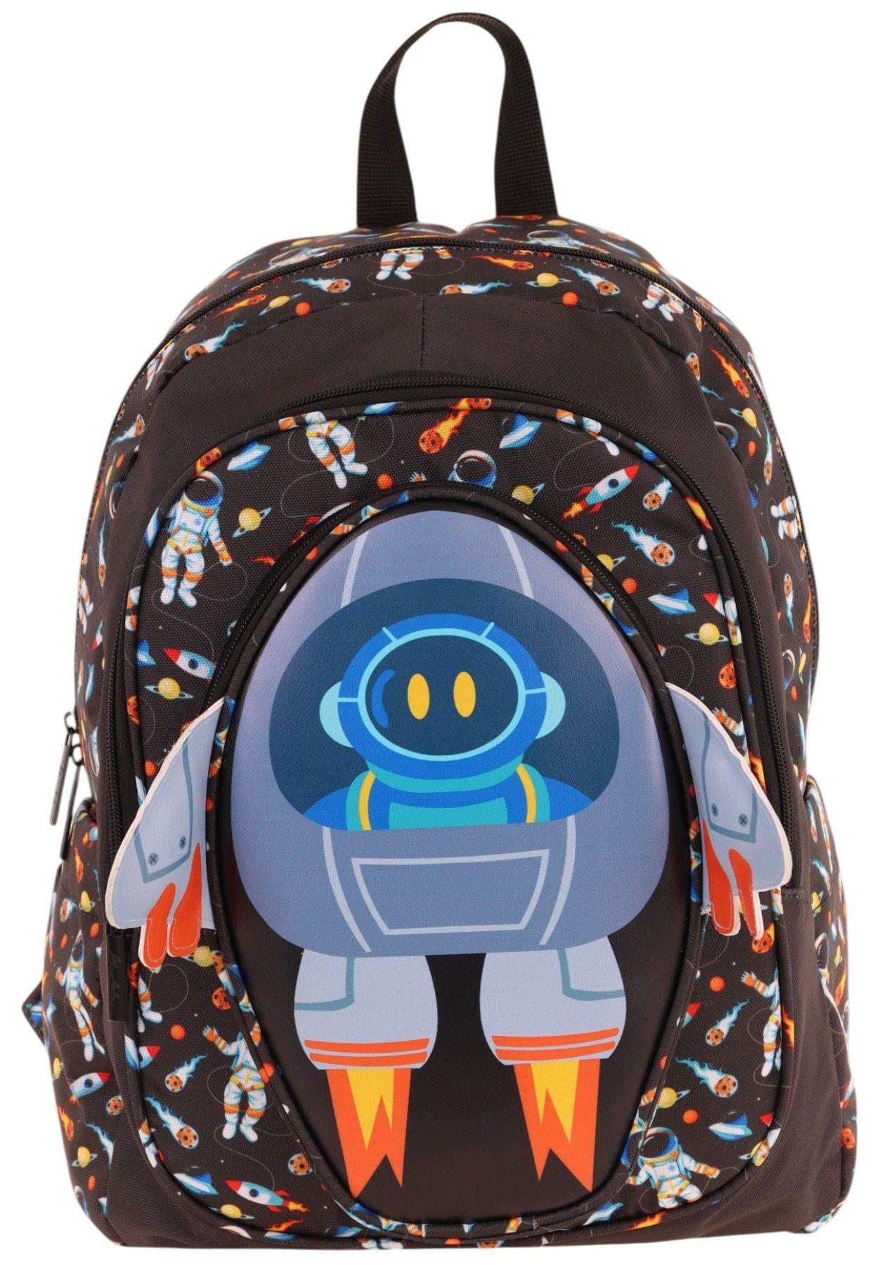 Kaukko Kids Üç Gözlü (Erkek Çocuk) Okul Sırt Çantası (3D Roket Detaylı) - L5264
