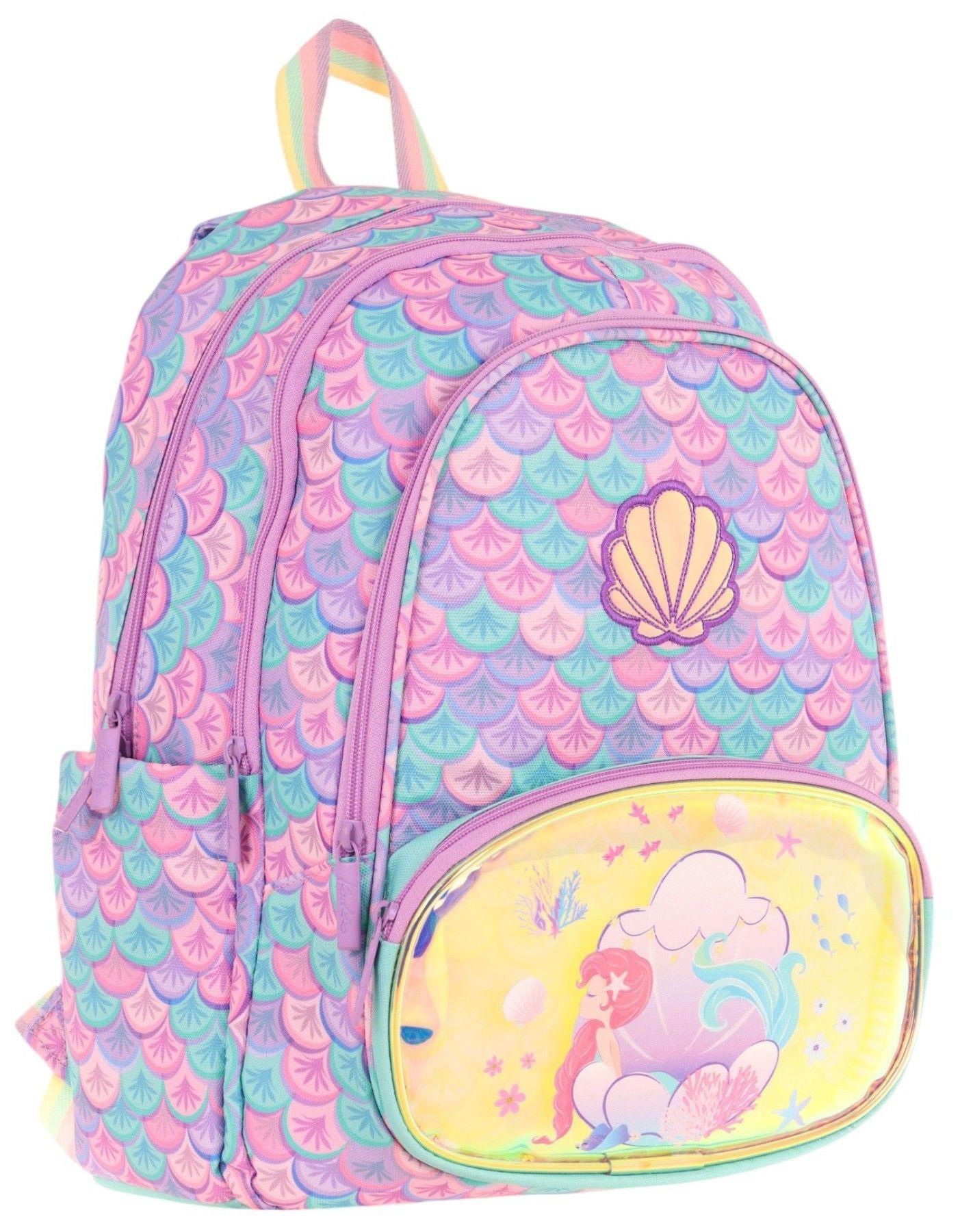 Kaukko Kids Üç Gözlü (Kız Çocuk) Okul Sırt Çantası (Denizkızı Nakışlı ve Baskılı) - L5225