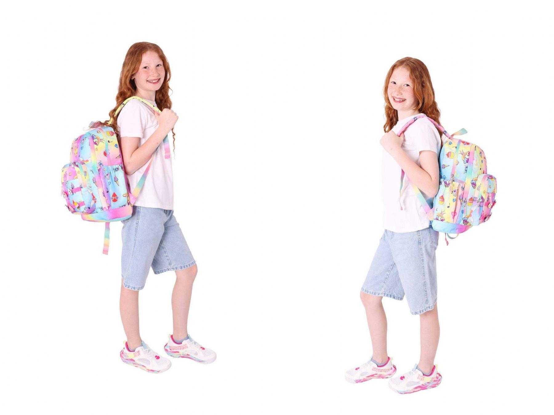 Kaukko Kids Üçlü İlkokul 1.2.3.4. Sınıf Okul Çanta Seti - Mavi Sarı - Kız Çocuk - Silikon Aksesuarlı