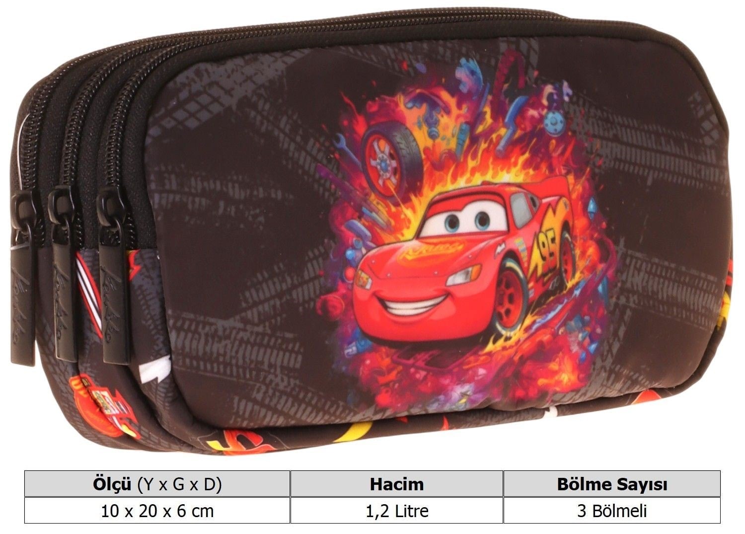 Kaukko Kids Yarış Arabası Baskılı Kırmızı - Siyah Erkek Çocuk Okul Kalemliği Kalem Çantası - L5401