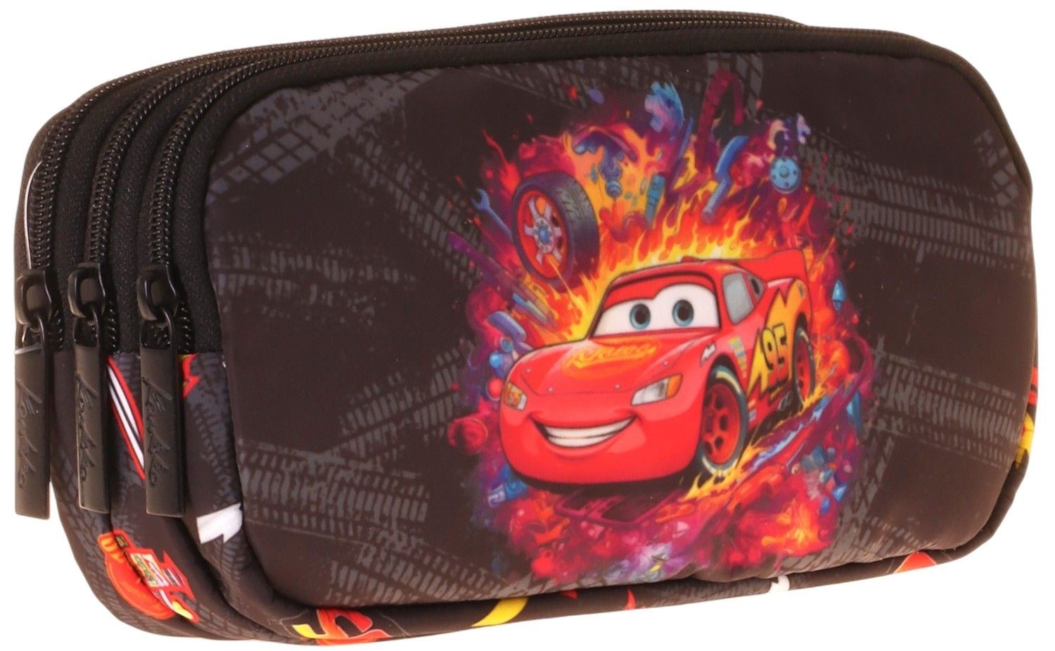 Kaukko Kids Yarış Arabası Baskılı Kırmızı - Siyah Erkek Çocuk Okul Kalemliği Kalem Çantası - L5401