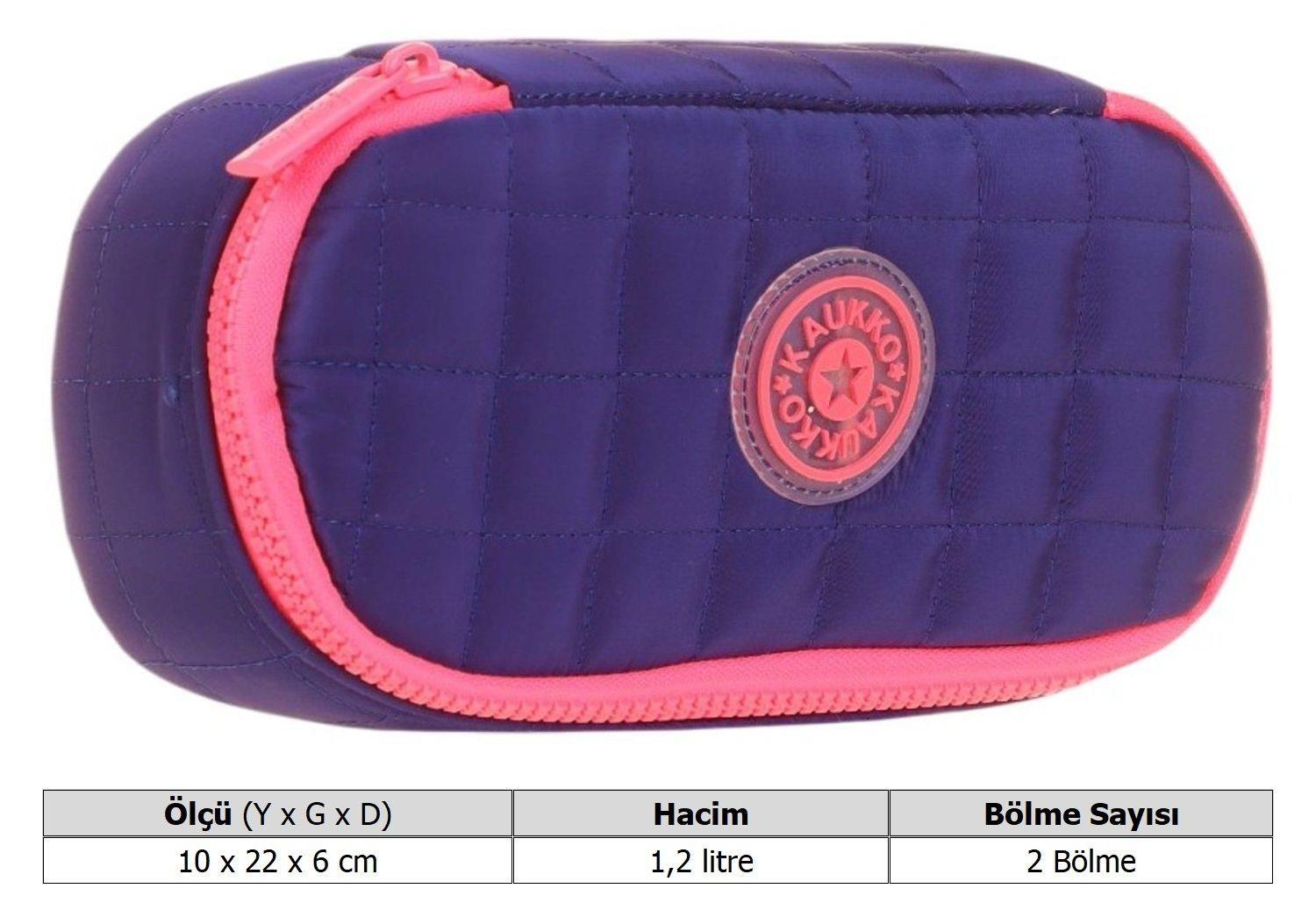 Kaukko Kız Çocuk Lacivert Pembe Özel Bölmeli Organizer Okul ve Günlük Kalem Çantası - K2624
