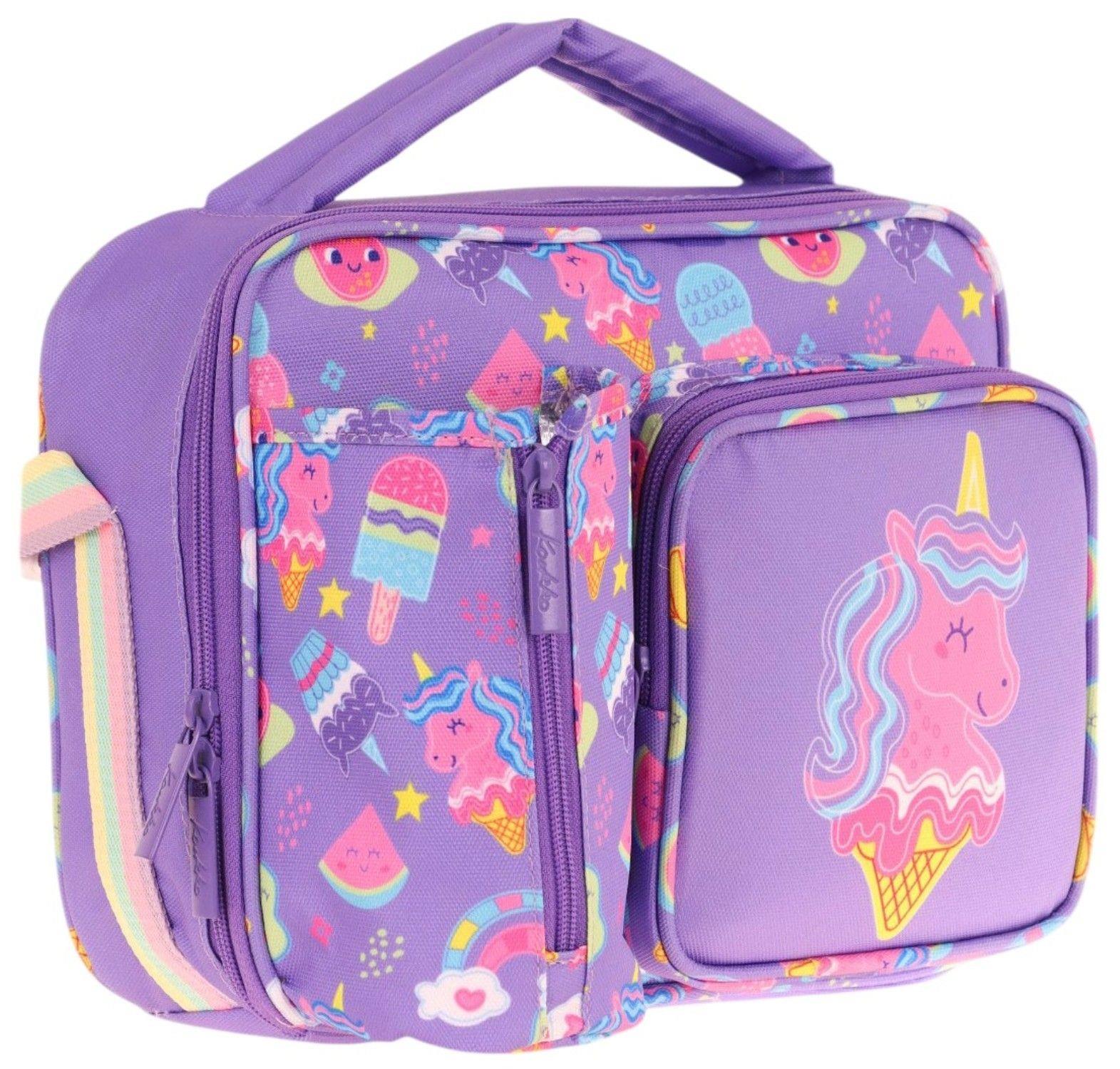 Kaukko Kız Çocuk, Lila Pembe, Unicorn Desenli Isı Yalıtımlı Üç Bölmeli (Matara Cepli) Okul Beslenme Çantası L7224