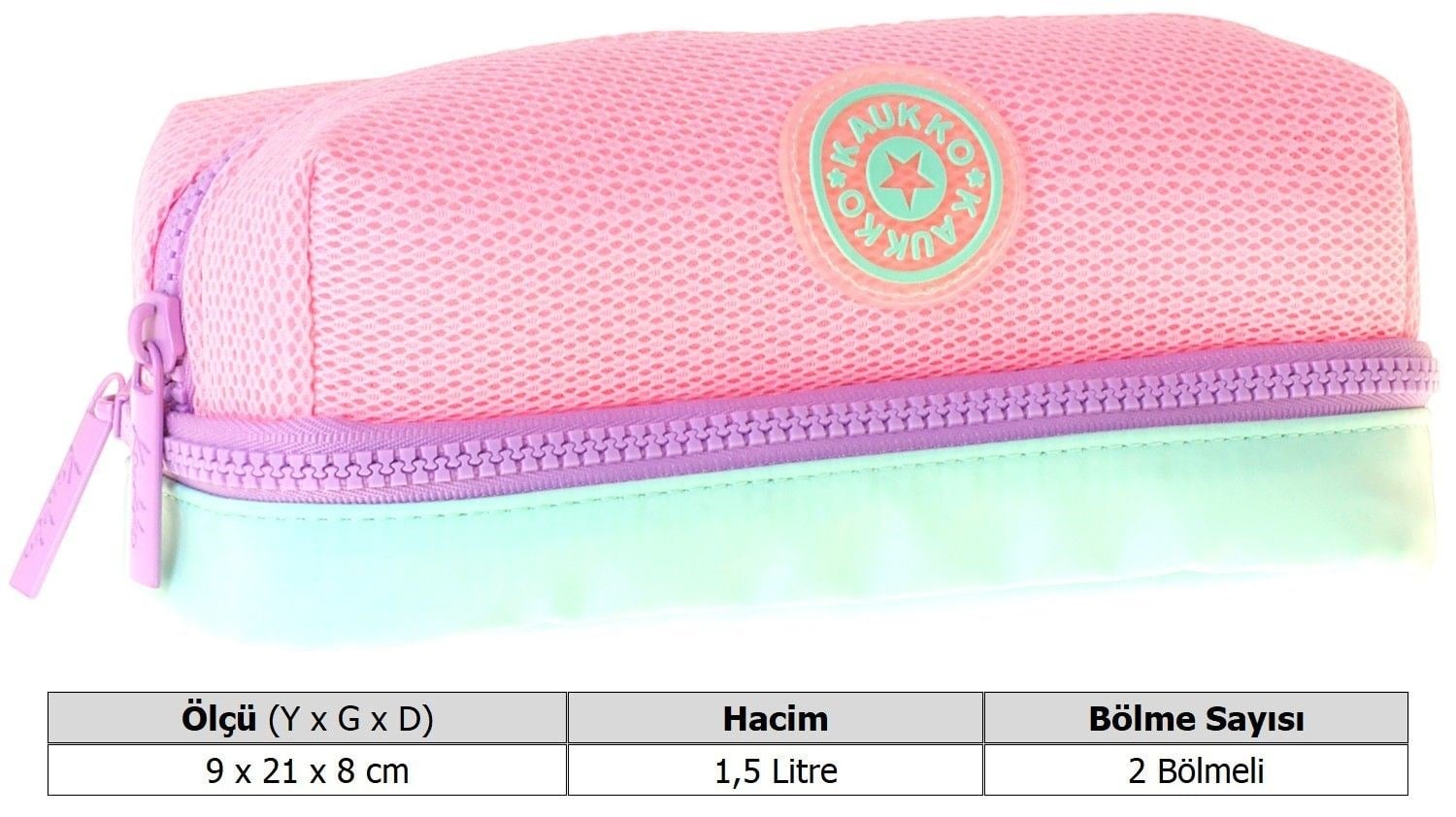 Kaukko Lilac İki Bölmeli Kız Çocuk Lila - Pembe Okul Kalemliği Kalem Kutusu - K1850
