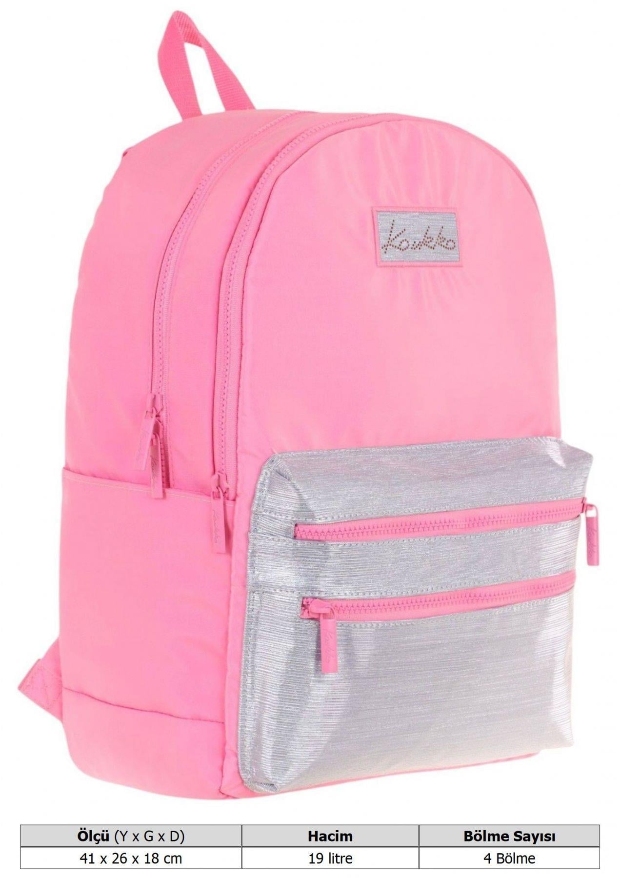 Kaukko Magic Dreams Kız Çocuk Dört Bölmeli Pembe Gri Okul Sırt Çantası (İlkokul+Ortaokul) - K1816