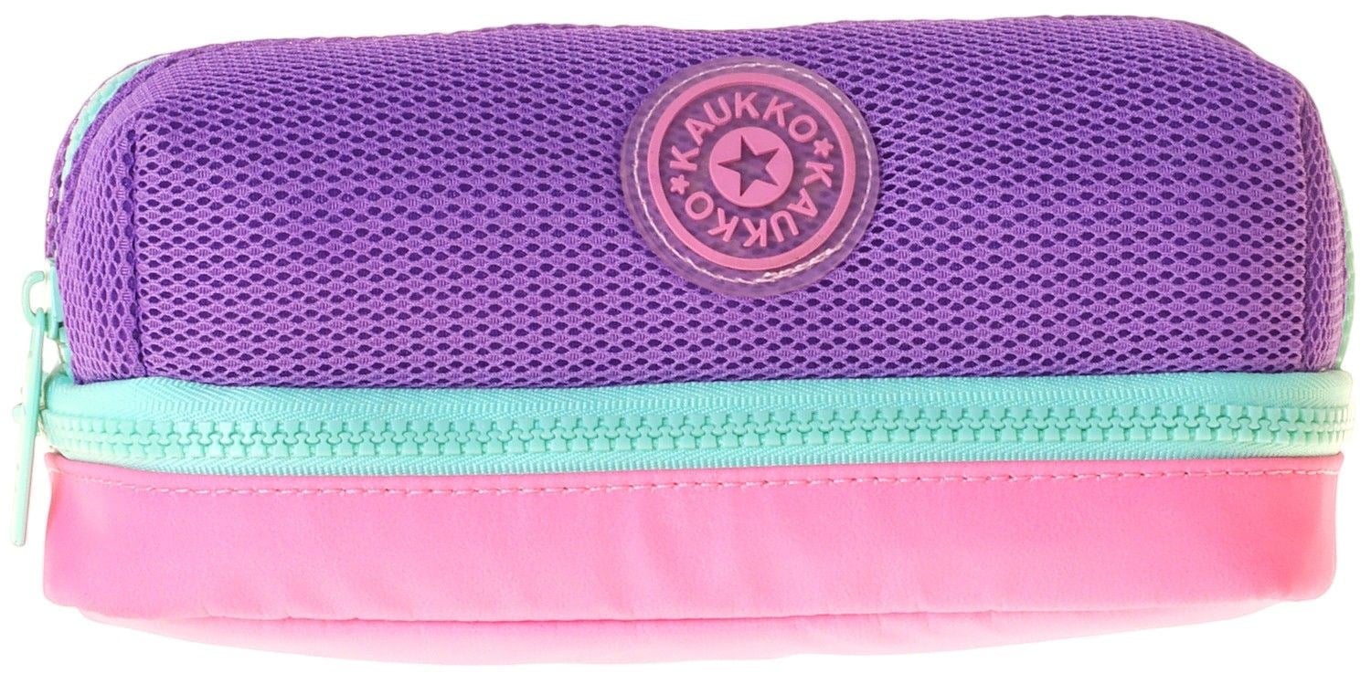 Kaukko Mint İki Bölmeli Kız Çocuk Yeşil - Mor - Pembe Okul Kalemliği Kalem Kutusu - K1852