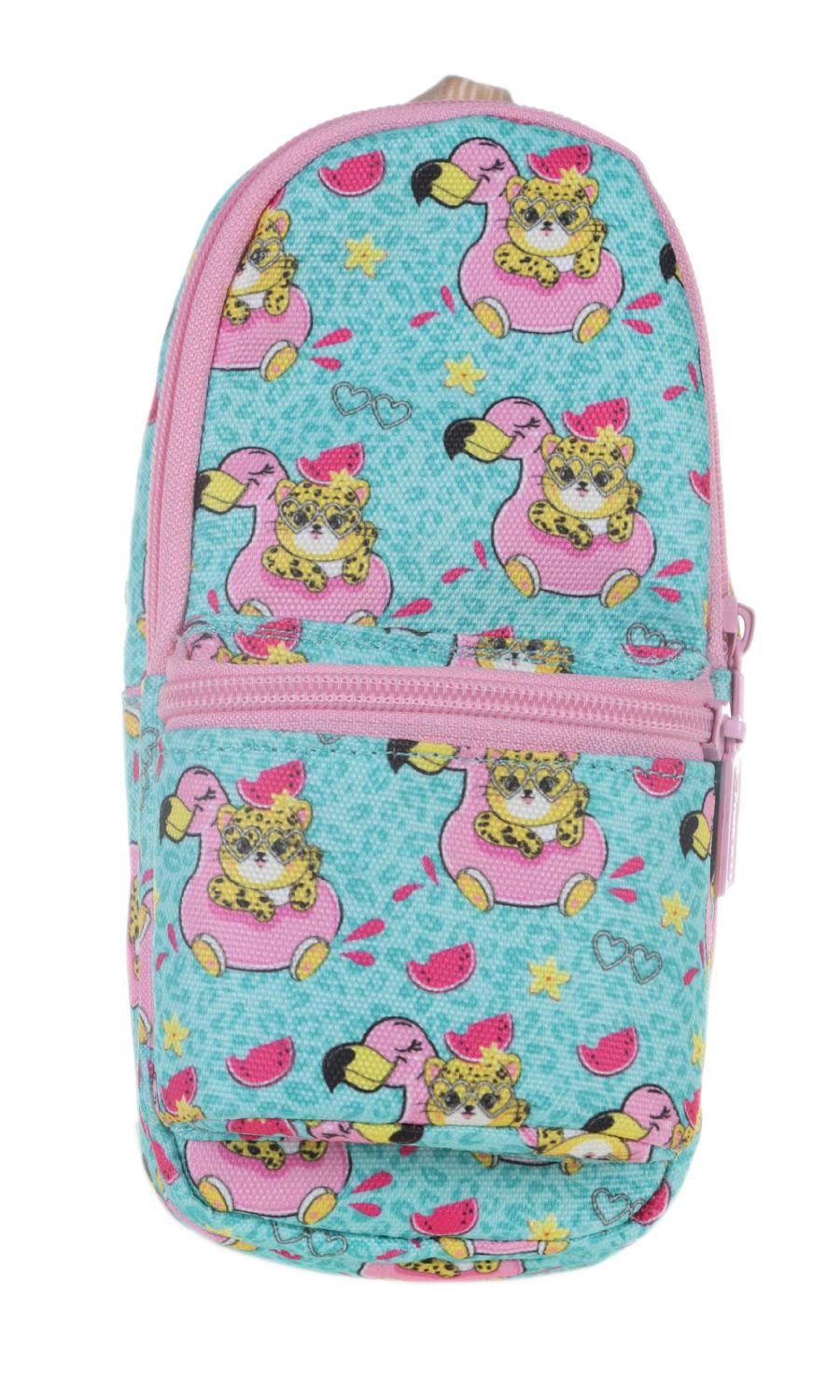 Kaukko Nature Junior Bag Aslan ve Flamingo Kalem Çantası - Kız Çocuk