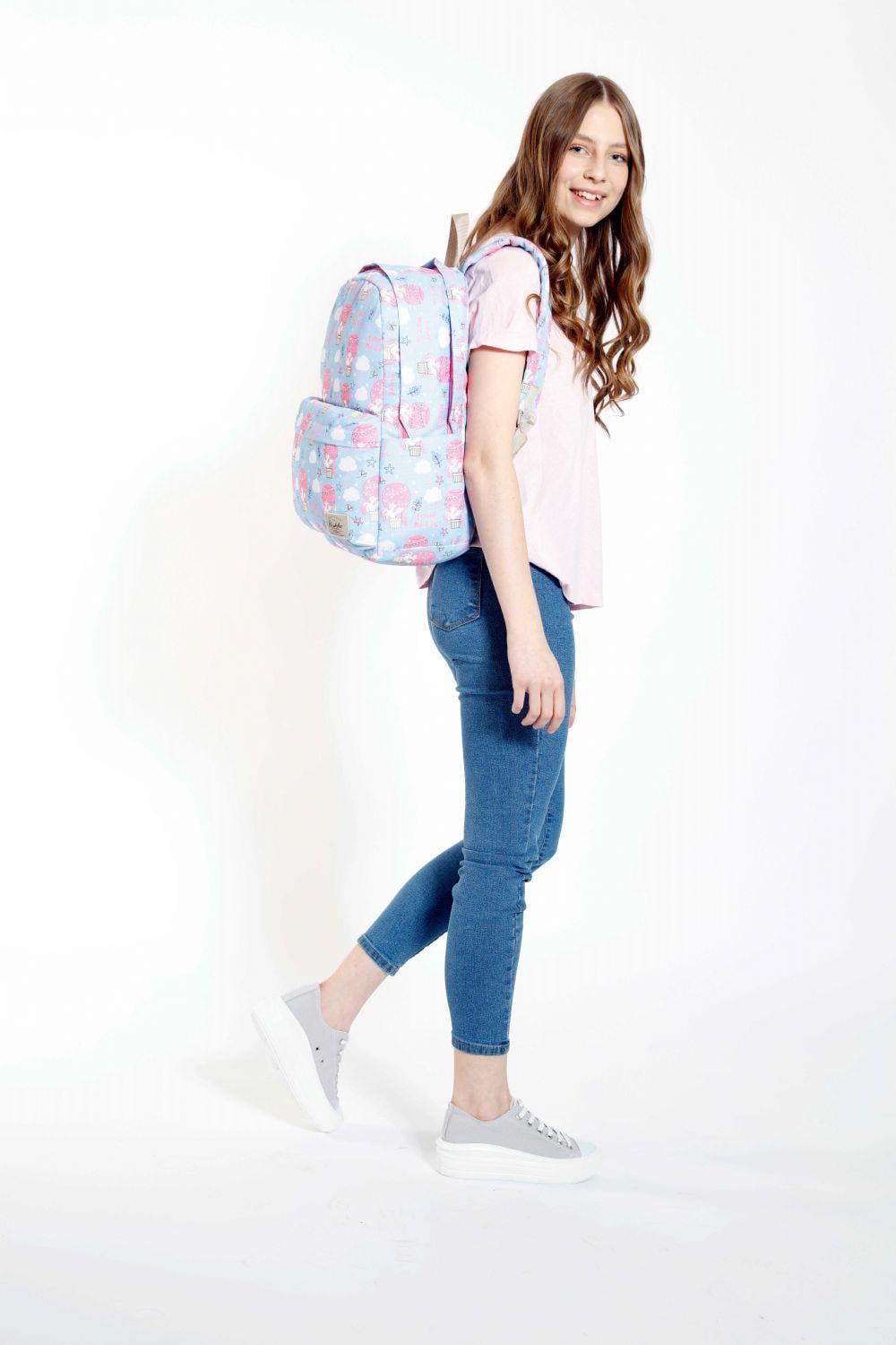 Kaukko Nature Mavi Pembe Travel Magic Kız  Okul ve Günlük Sırt Çantası