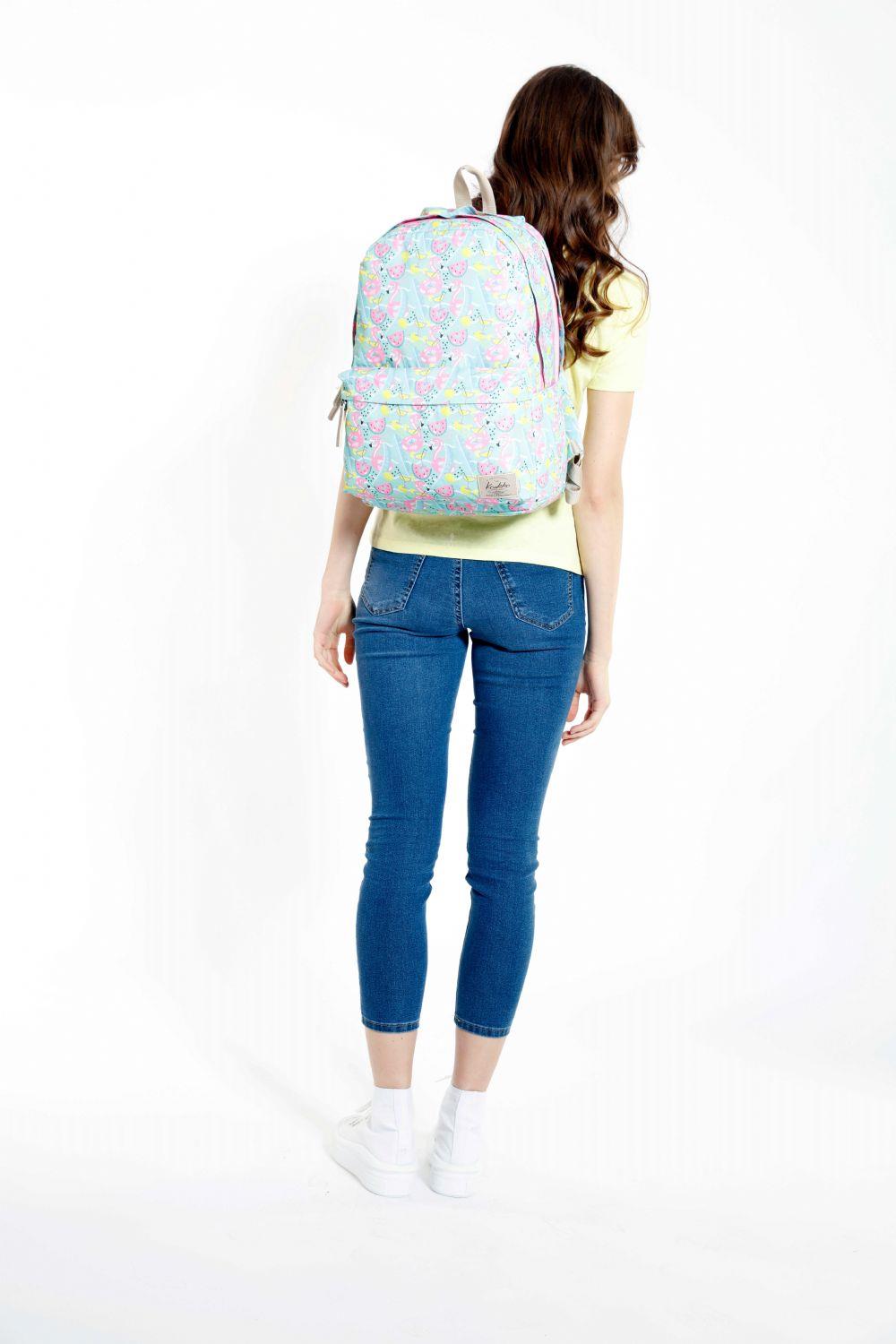 Kaukko Nature Yeşil Summer Flamingo Kız Okul ve Günlük Sırt Çantası