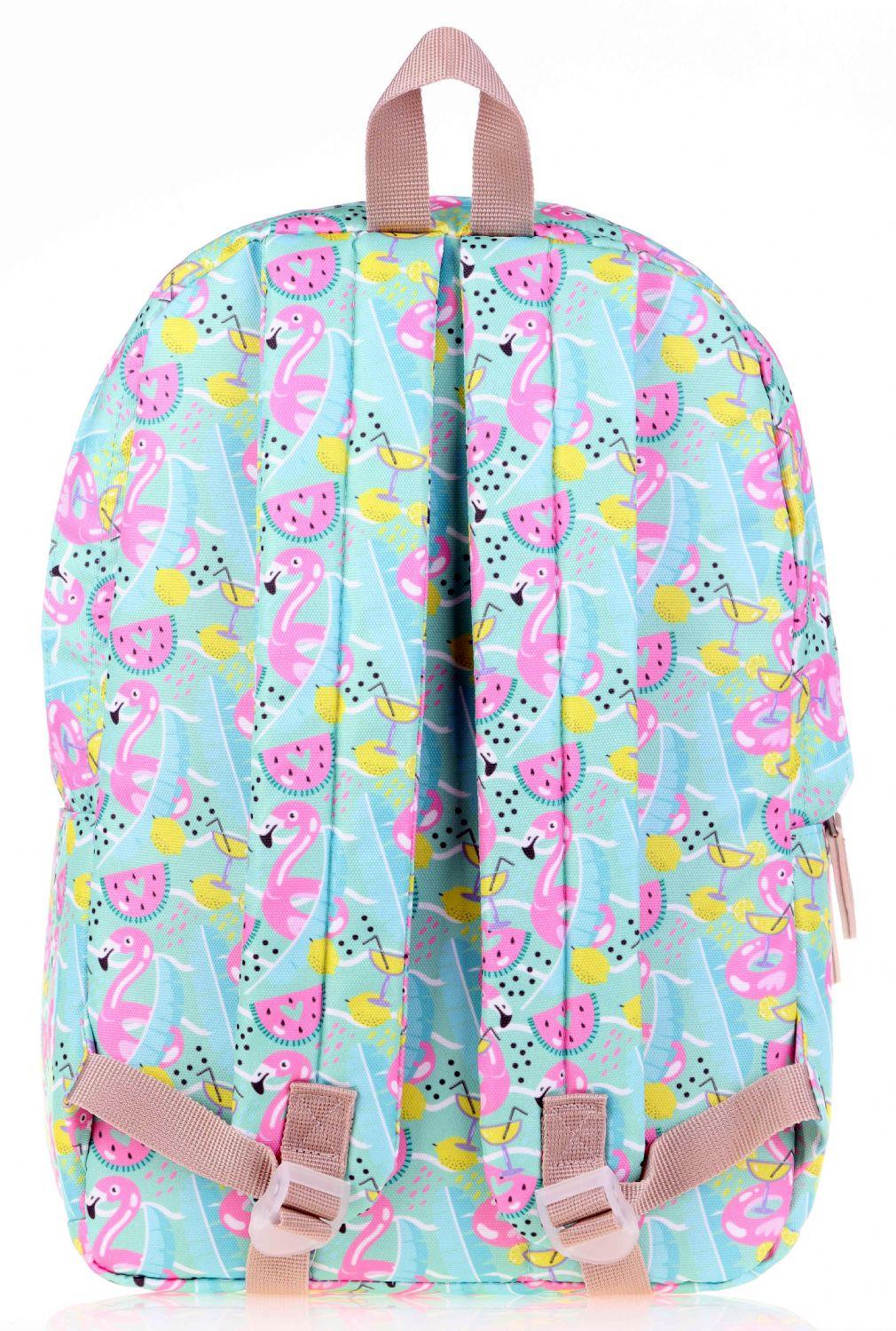Kaukko Nature Yeşil Summer Flamingo Kız Okul ve Günlük Sırt Çantası