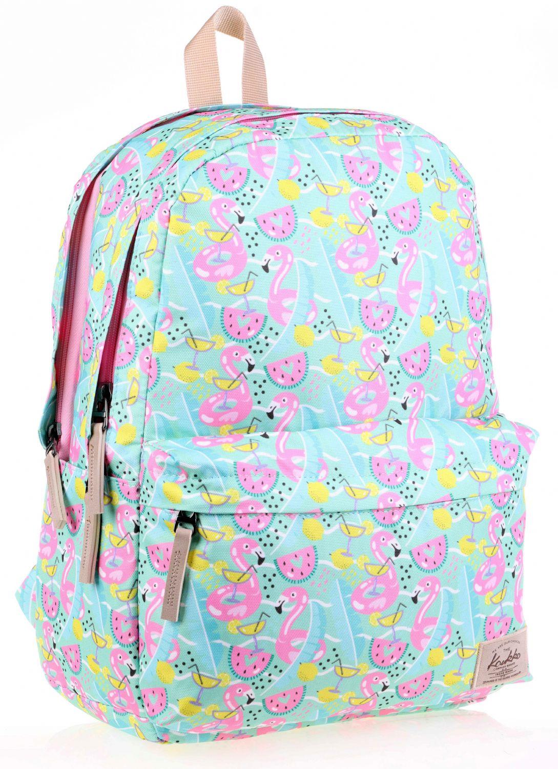 Kaukko Nature Yeşil Summer Flamingo Kız Okul ve Günlük Sırt Çantası