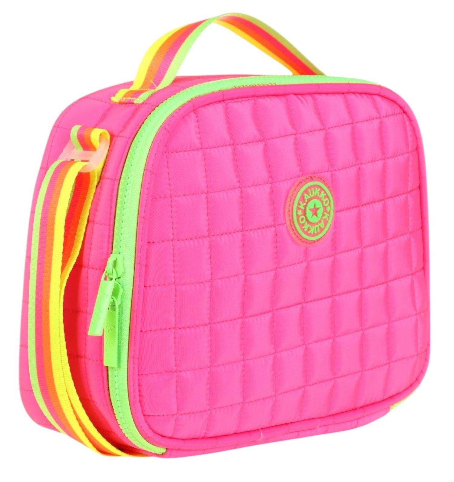 Kaukko Pembe Yeşil Kız Çocuk Kapitone Isı Yalıtımlı (Termoslu) Beslenme Çantası - K9046