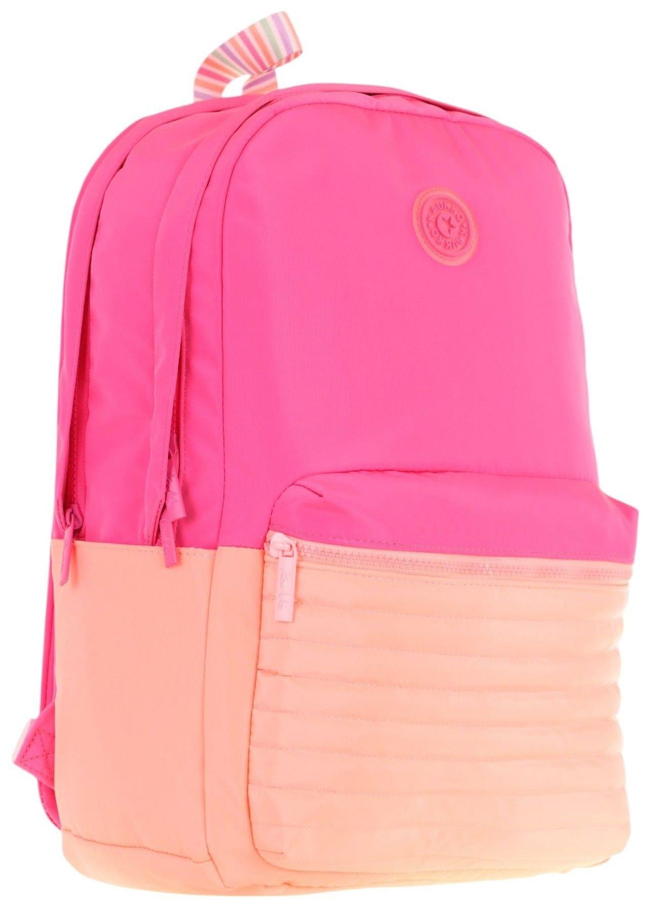 Kaukko Quick Kız Çocuk Üç Bölmeli Pembe Turuncu Kapitone Detaylı Okul Sırt Çantası - K1789