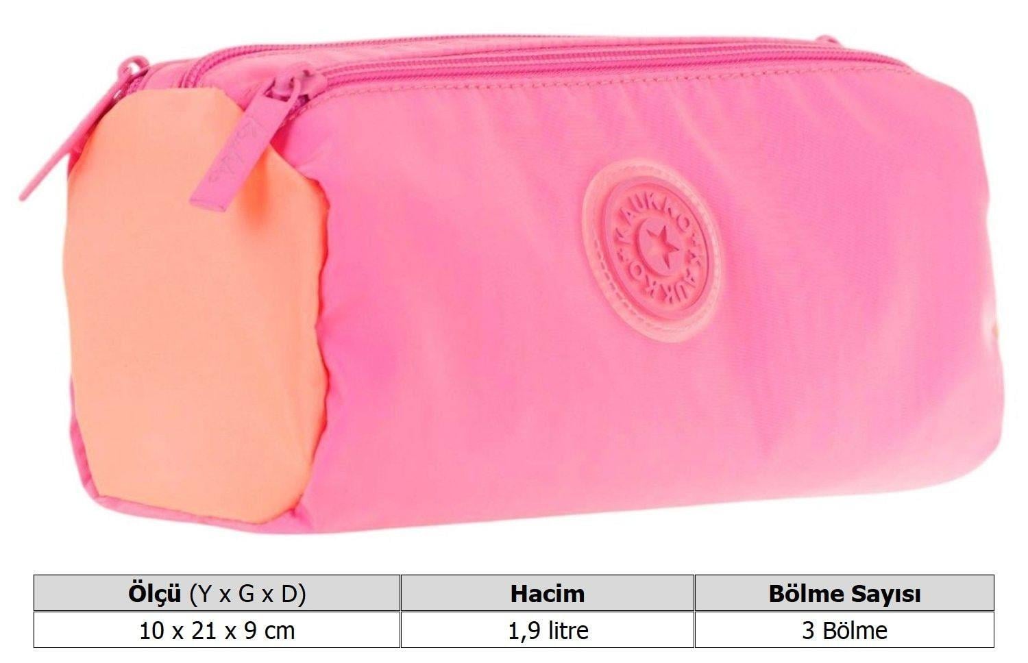 Kaukko Quick Üç Bölmeli Pembe Somon Kalem Çantası - Kız Çocuk - K2700