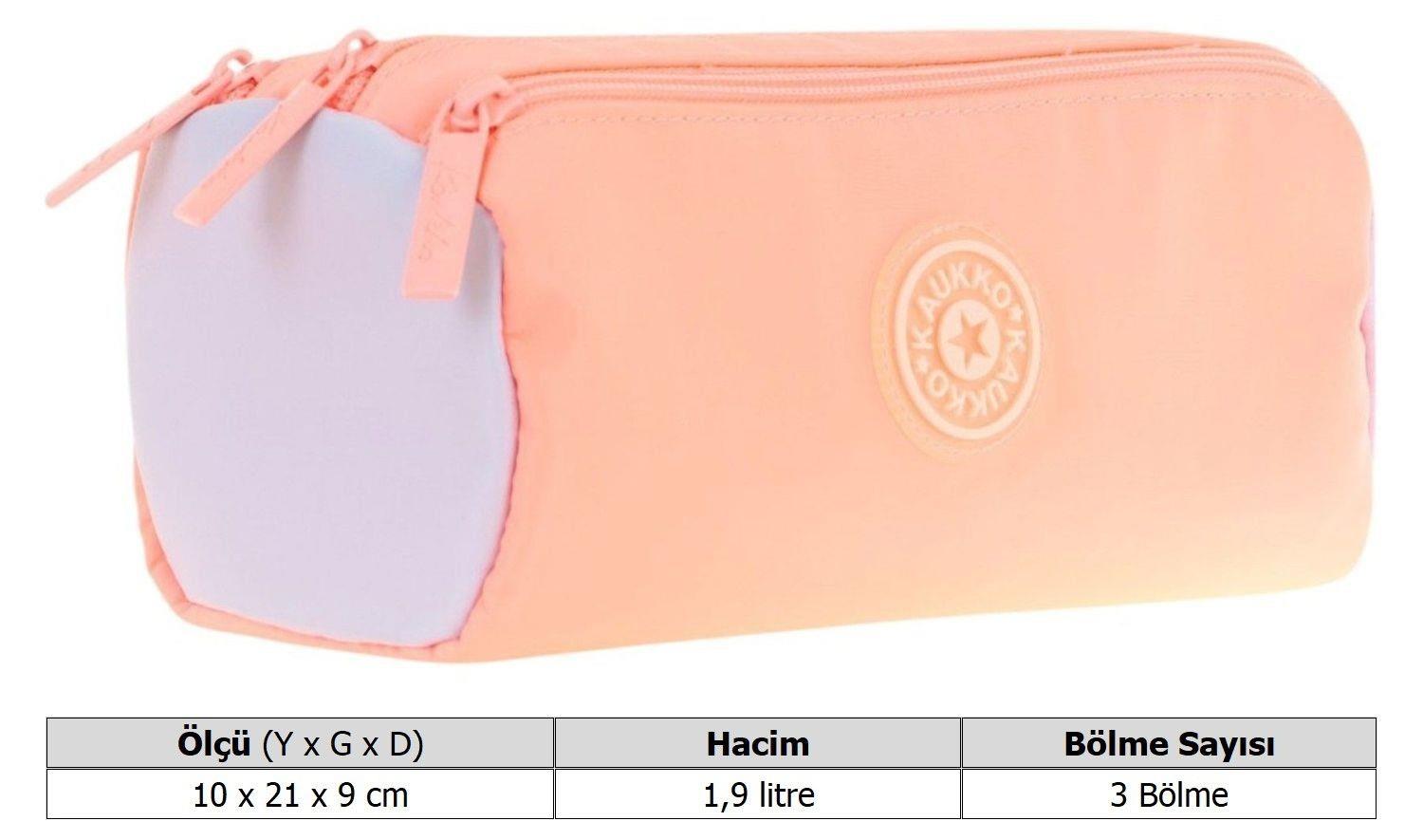 Kaukko Quick Üç Bölmeli Somon Kalem Çantası - Kız Çocuk - K2703
