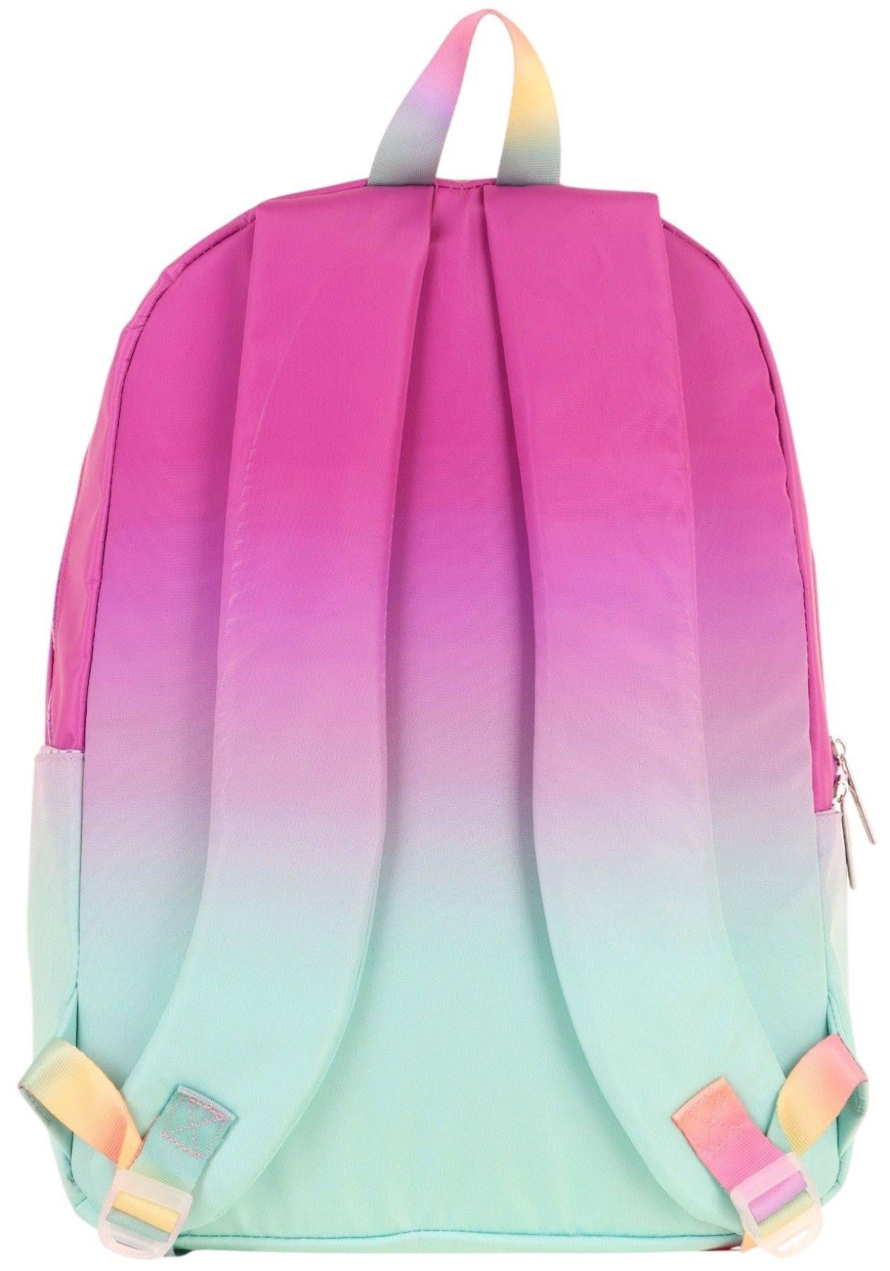 Kaukko Rainbow Kız Çocuk Üç Bölmeli İlkokul ve Ortaokul Çantası - Pembe Yeşil Renk Geçişli - K1798