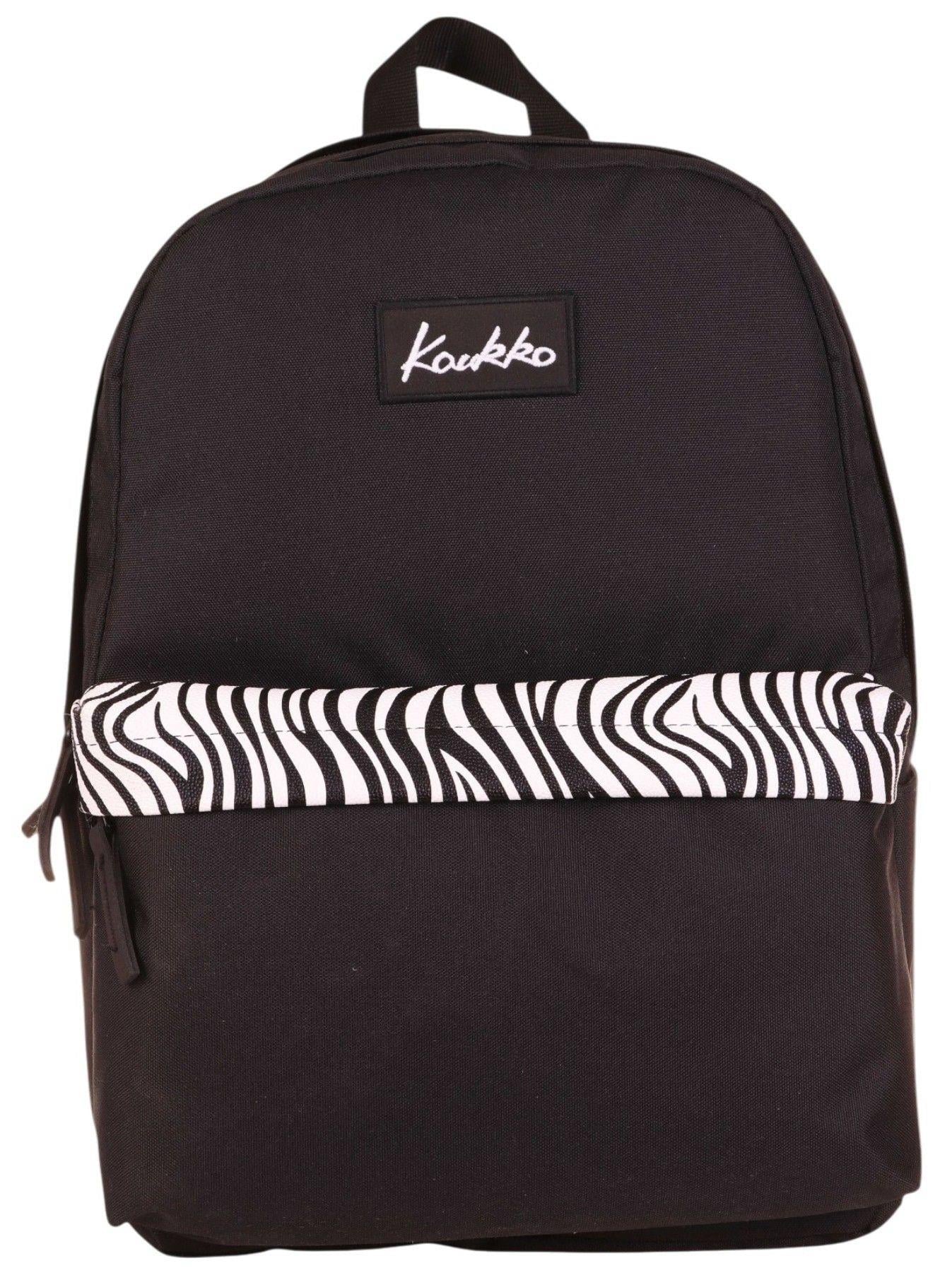 Kaukko Siyah Beyaz Zebra Desenli Üç Gözlü Okul ve Günlük Sırt Çantası - K1626