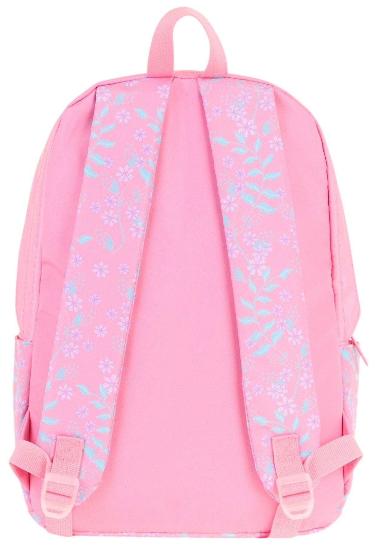 Kaukko Soft Floral Kız Çocuk Üç Bölmeli Pembe Çiçekli Okul Sırt Çantası - K1794